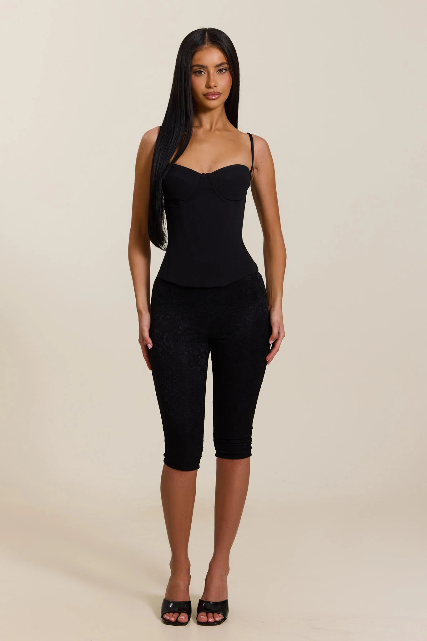 The Everly Lace Up Corset Top in Black