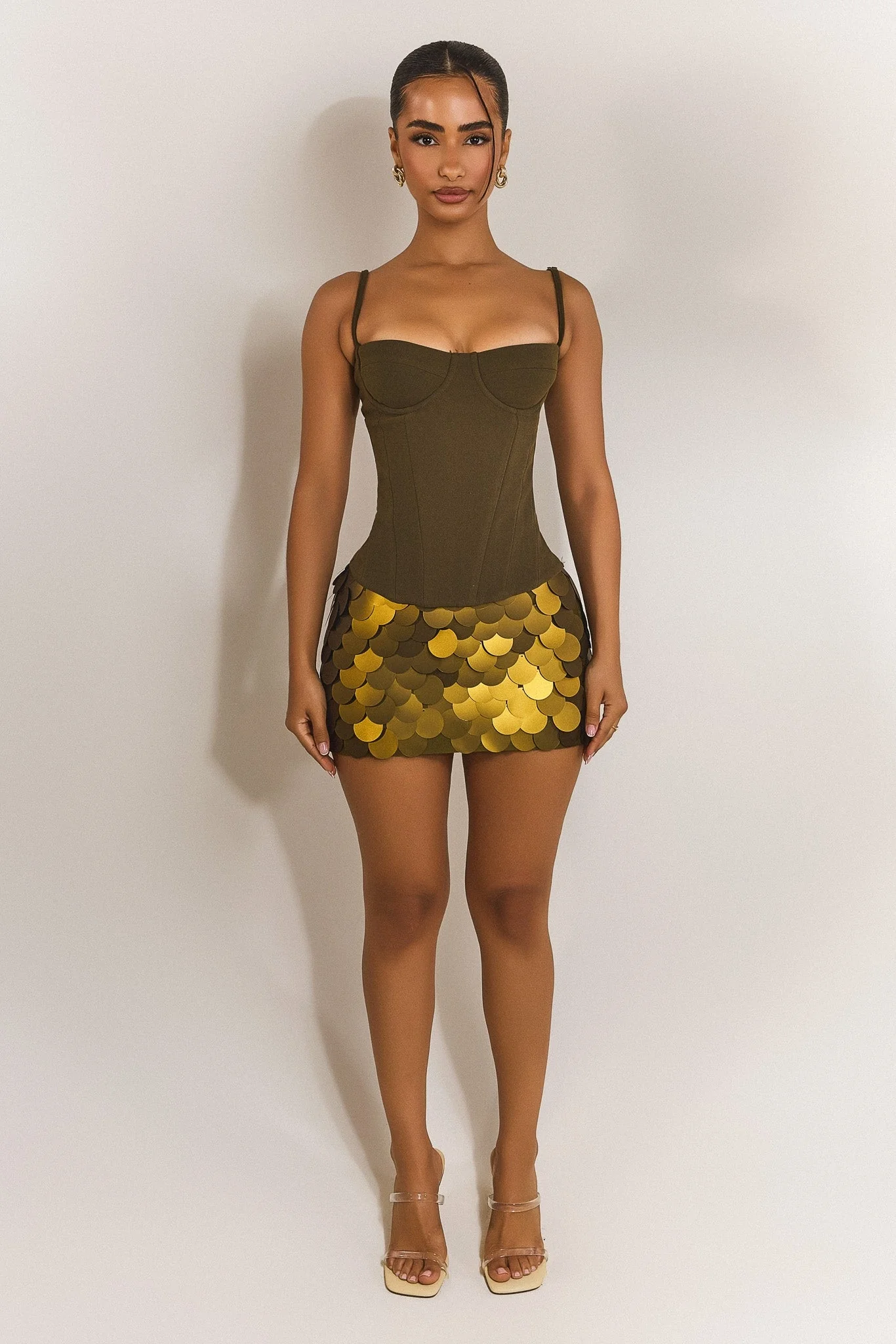 The Everly Lace Up Corset Top in Olive