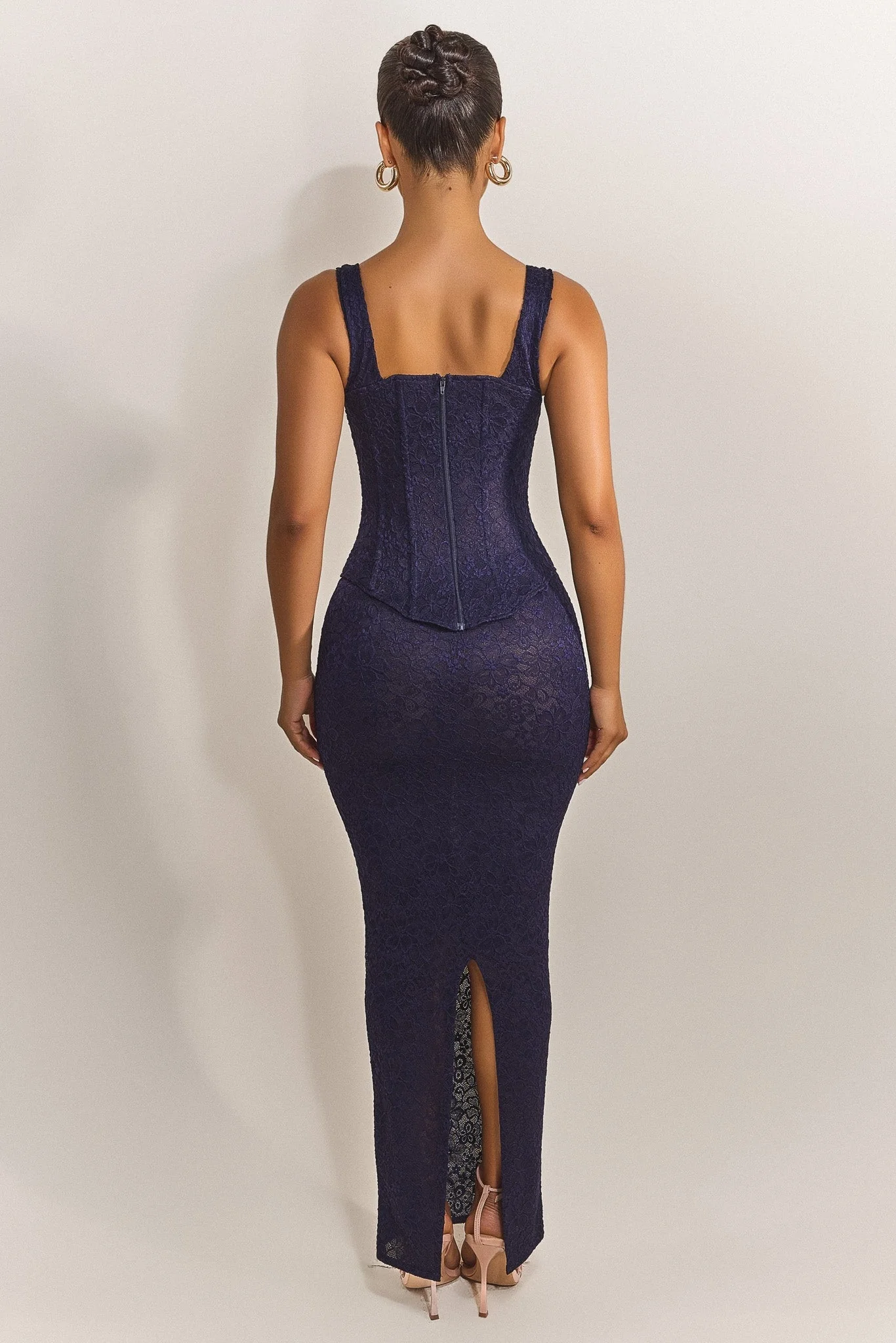 The Cinched Lace Corset in Navy