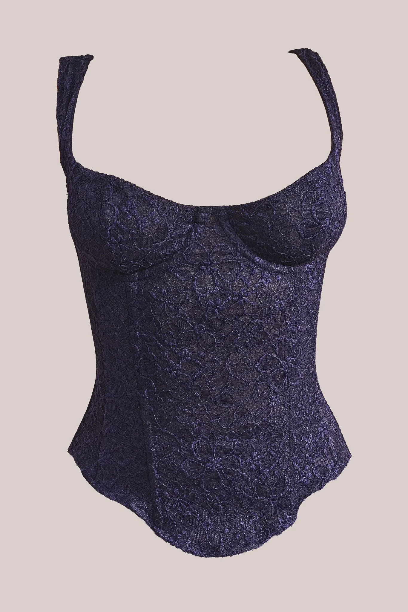 The Cinched Lace Corset in Navy