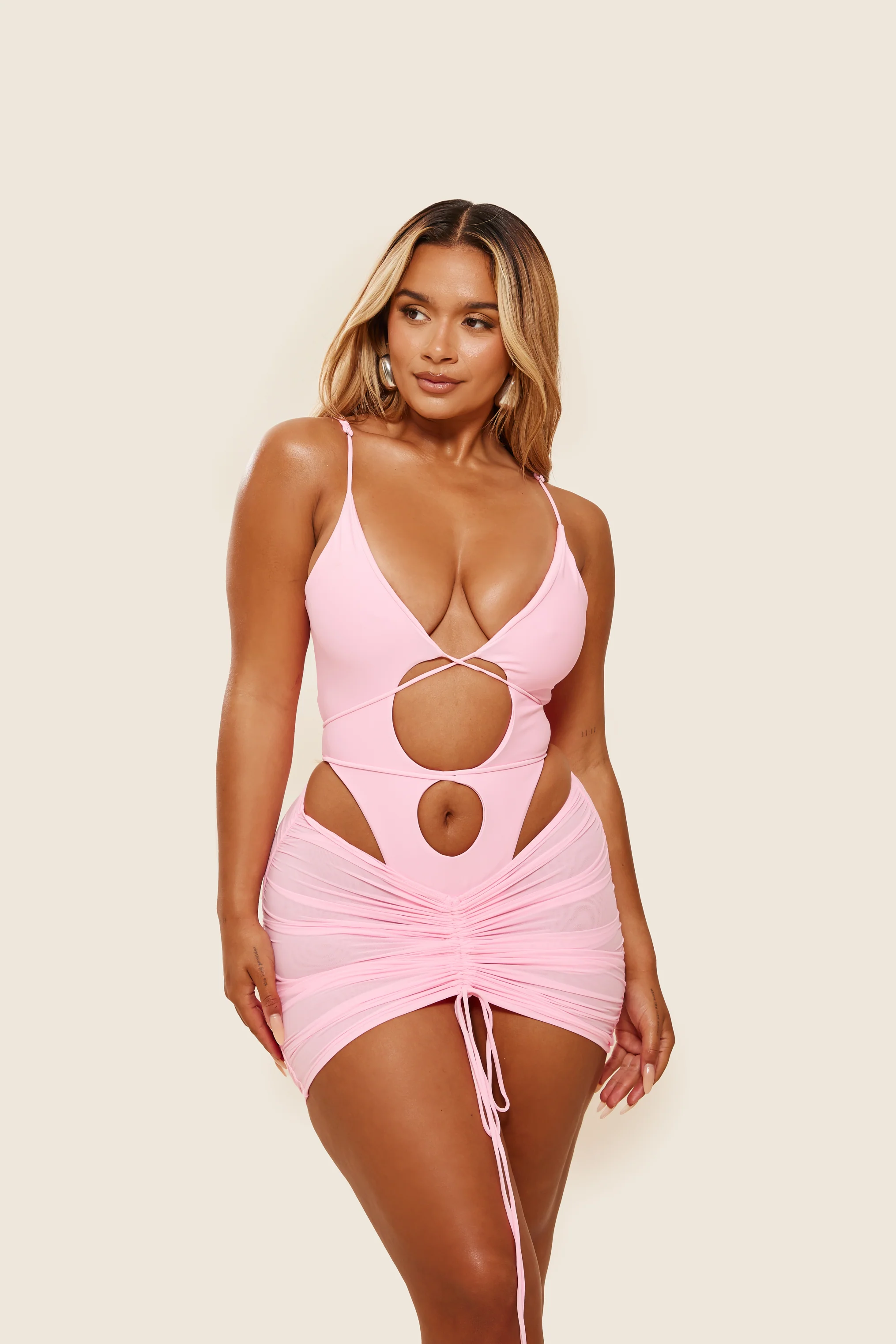 1507-mesh-ruched-coverup-skirt-in-baby-pink-2.webp Mesh Ruched Coverup Skirt in Baby Pink