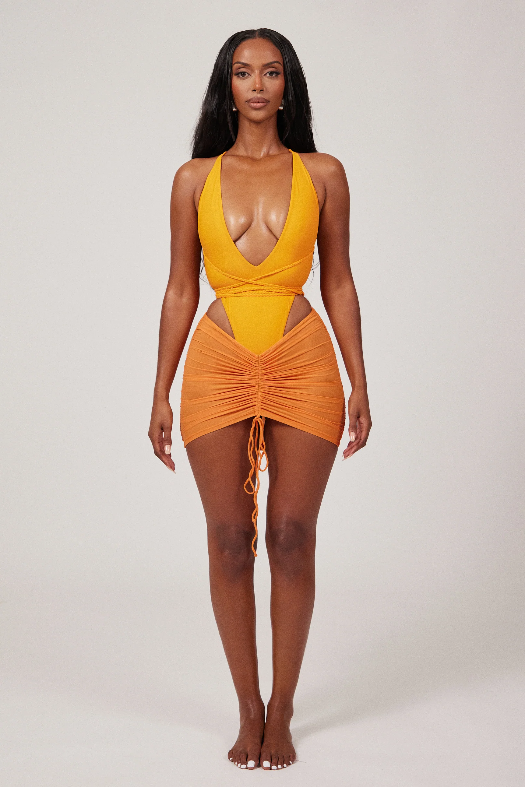 1815-mesh-ruched-coverup-skirt-in-orange-8.webp Mesh Ruched Coverup Skirt in Orange