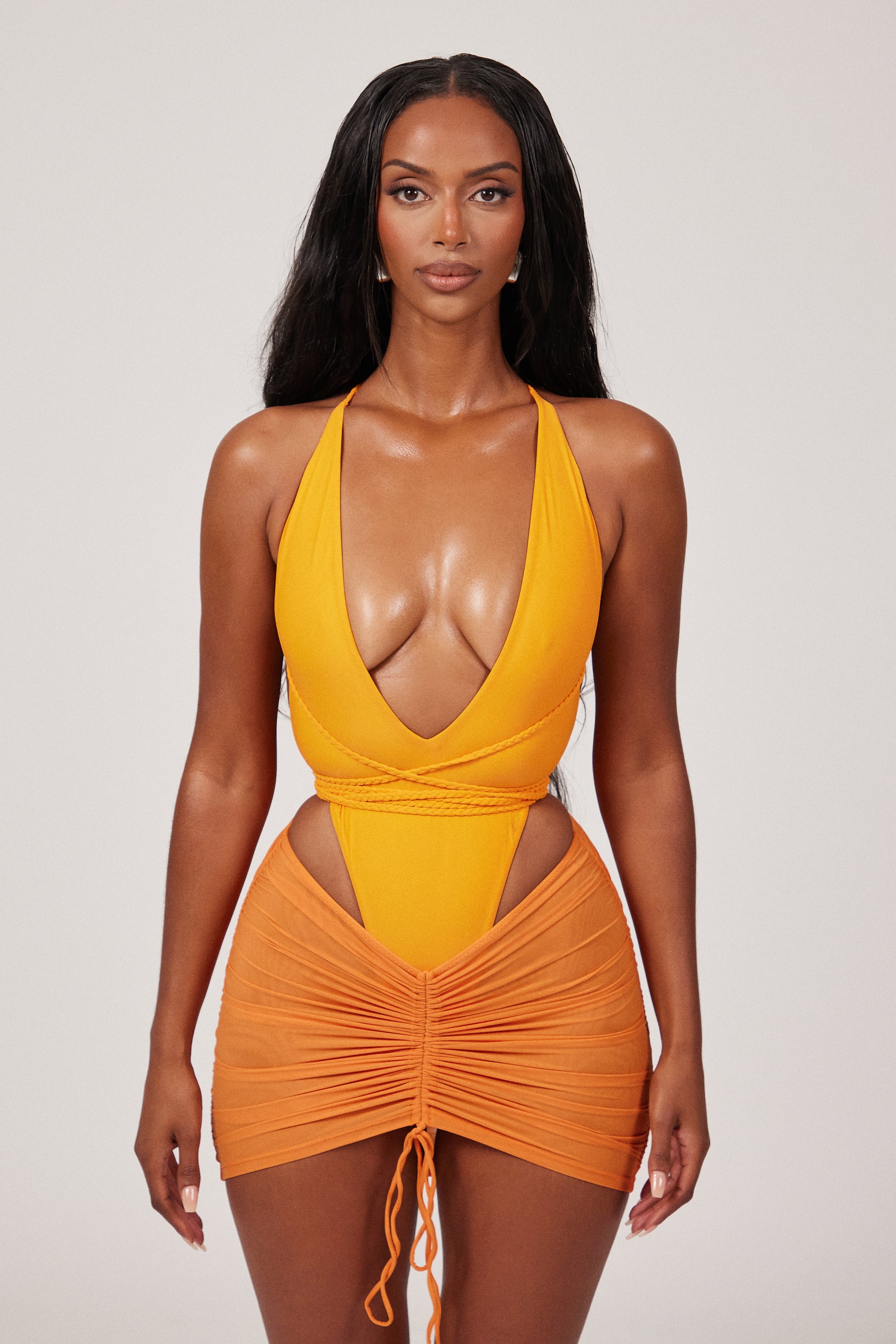 1815-mesh-ruched-coverup-skirt-in-orange-9.jpg Mesh Ruched Coverup Skirt in Orange