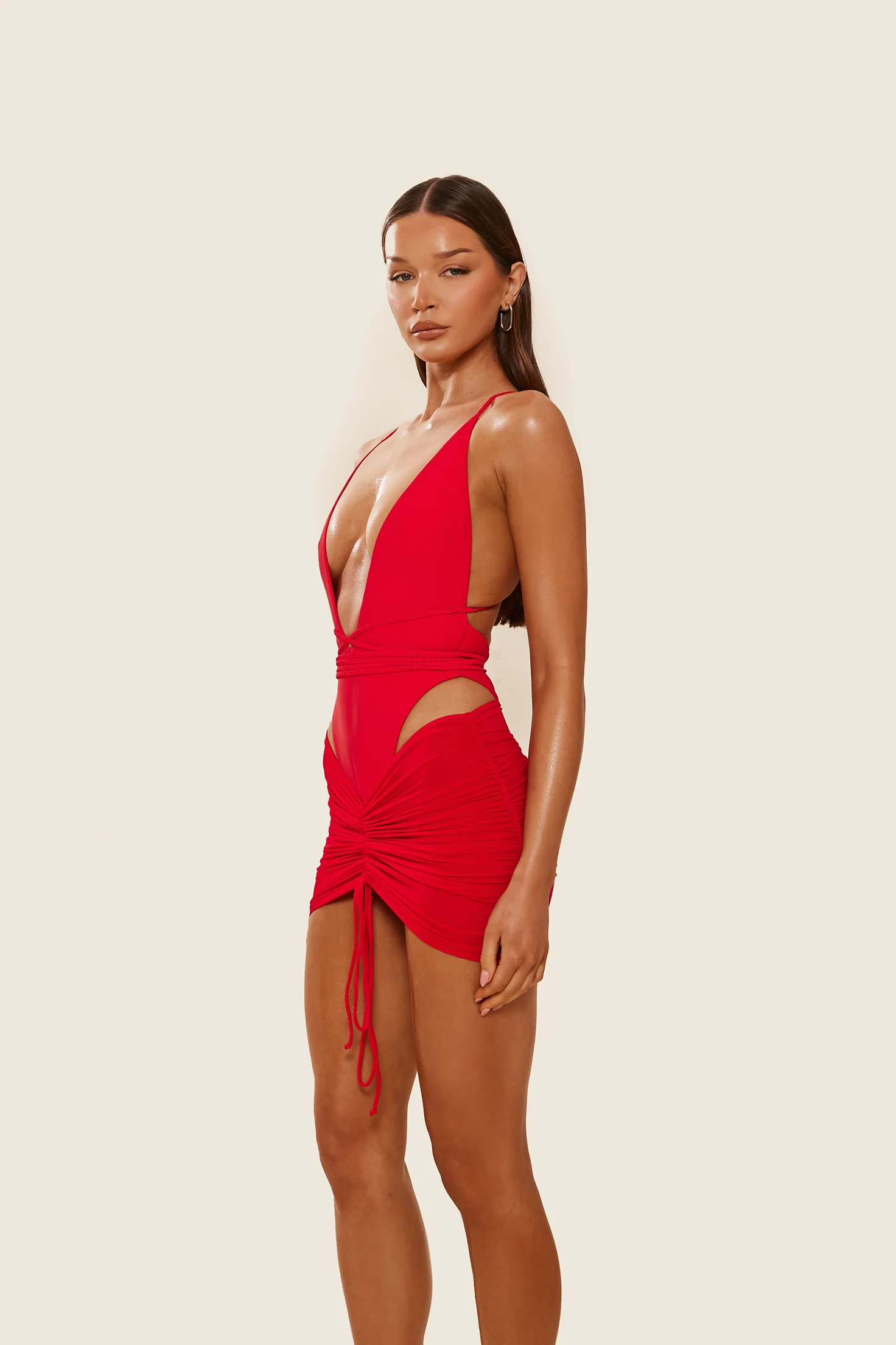 1895-mesh-ruched-coverup-skirt-in-red-2.webp Mesh Ruched Coverup Skirt in Red