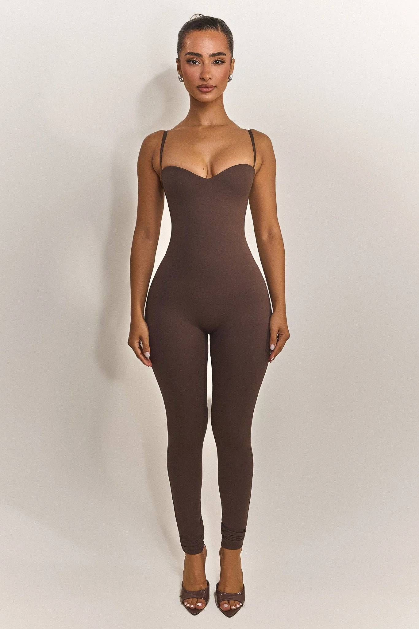 The Sculpt Jumpsuit in Brown