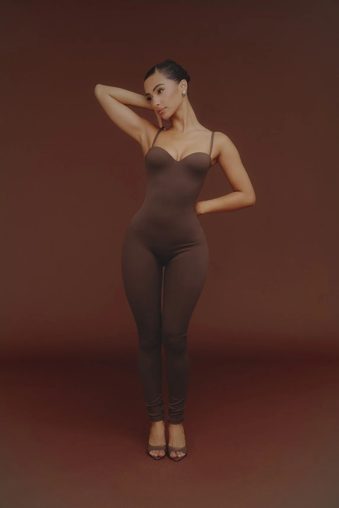 The Sculpt Jumpsuit in Brown