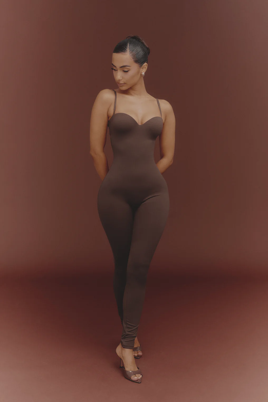 The Sculpt Jumpsuit in Brown