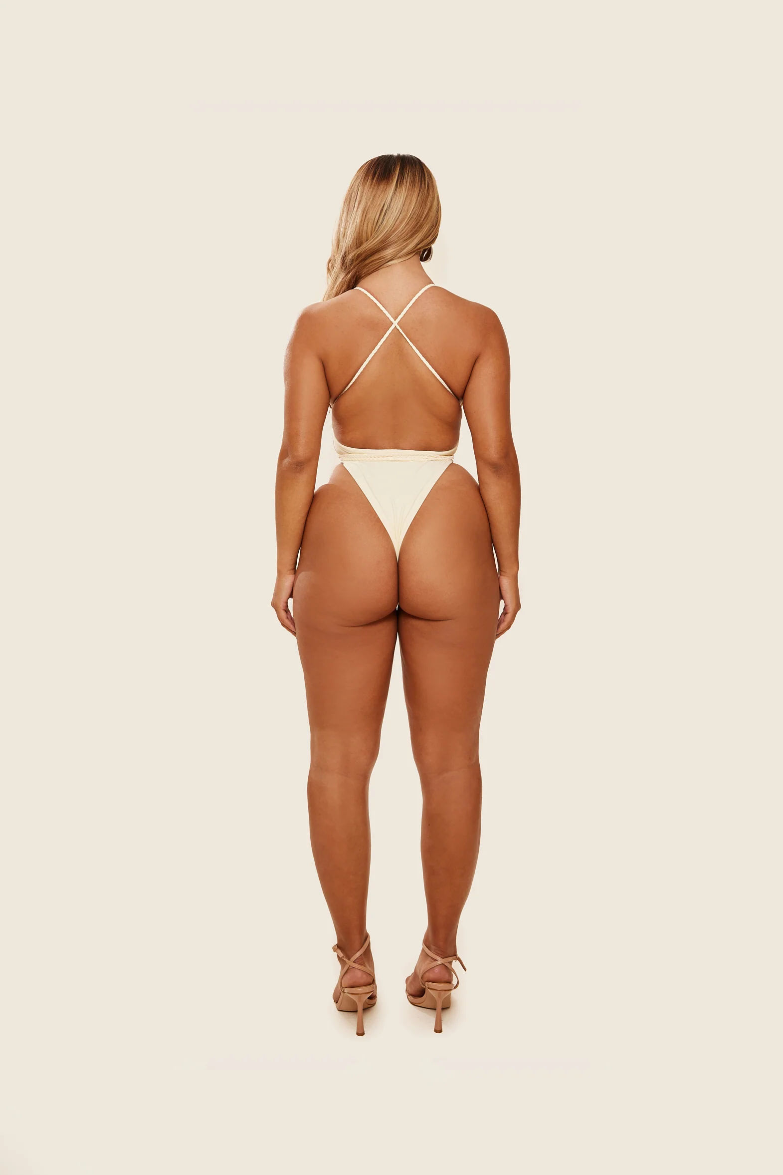 Mesh Ruched Coverup Skirt in Cream