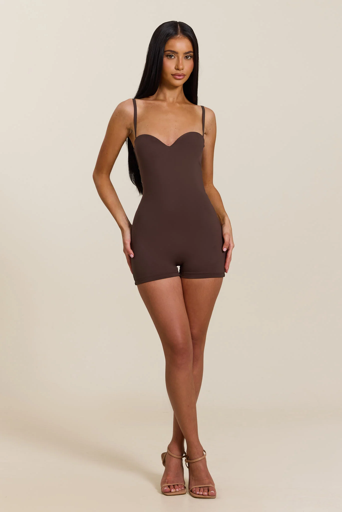 The Sculpt Playsuit in Brown