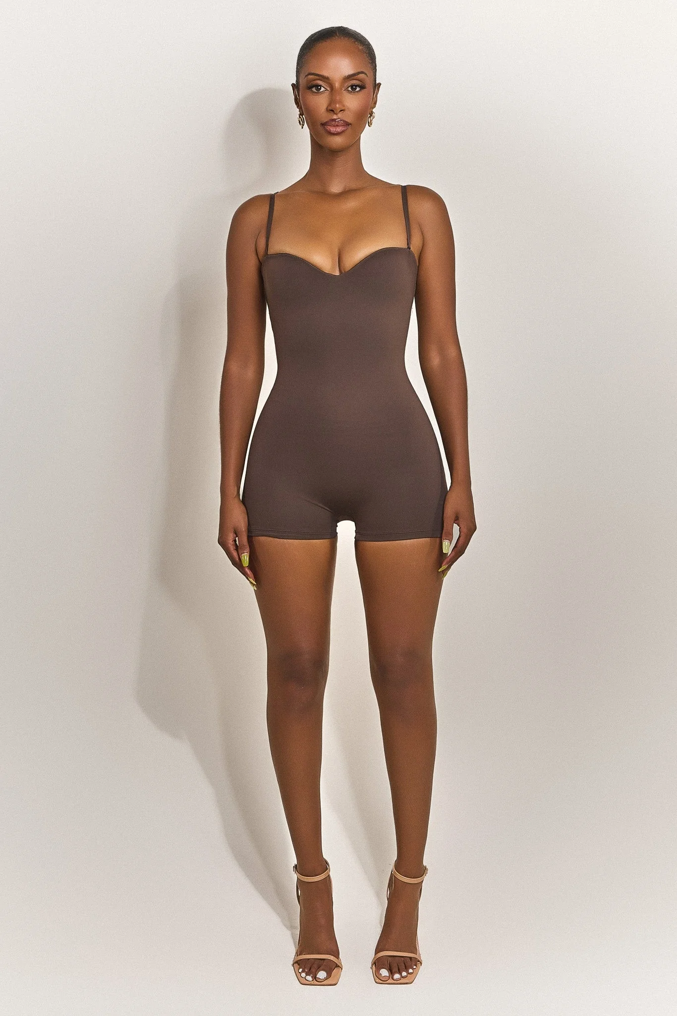 The Sculpt Playsuit in Brown