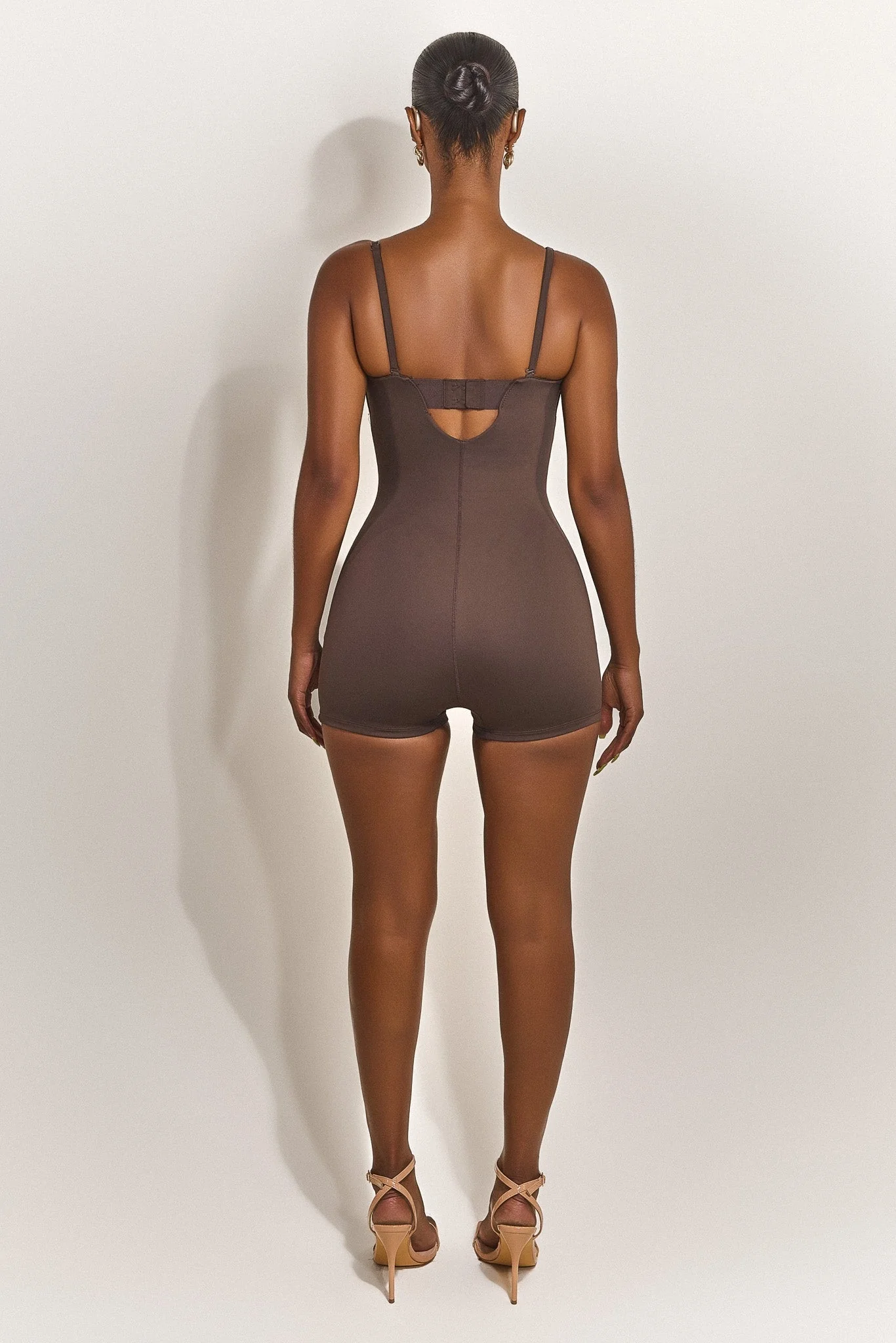 The Sculpt Playsuit in Brown