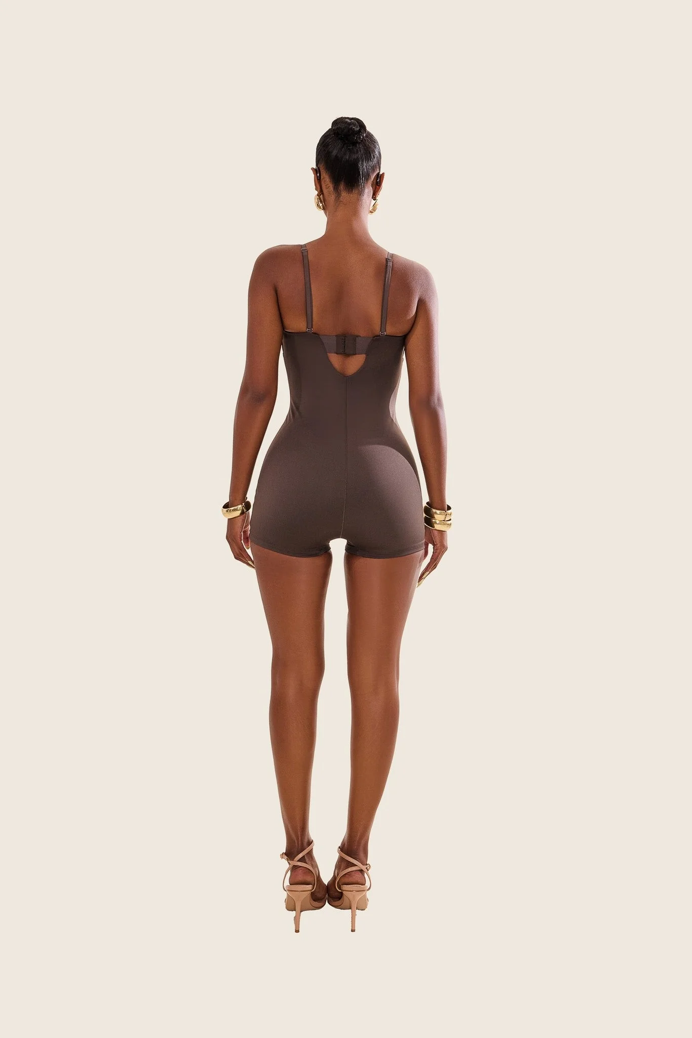 The Sculpt Playsuit in Brown