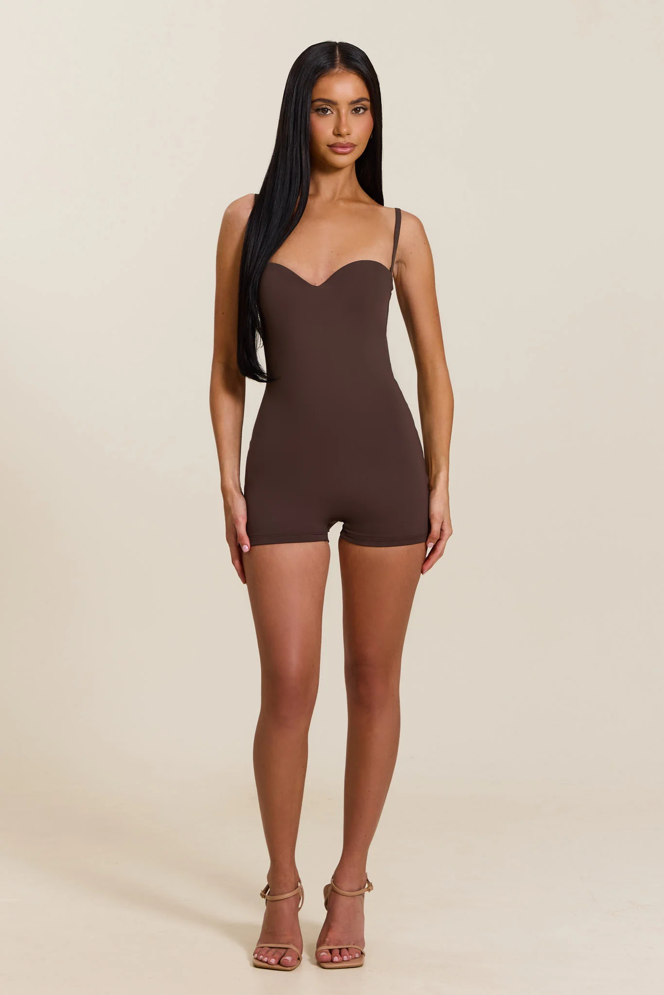 The Sculpt Playsuit in Brown