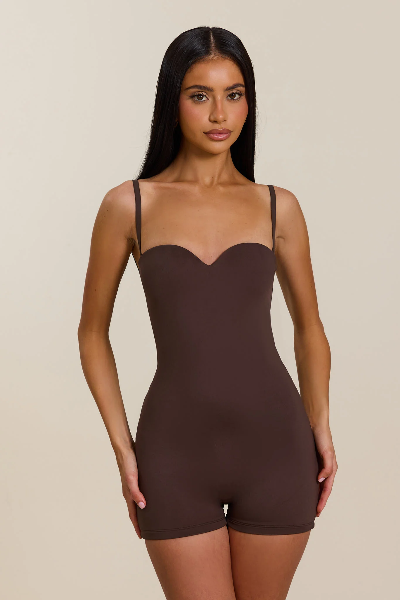 The Sculpt Playsuit in Brown