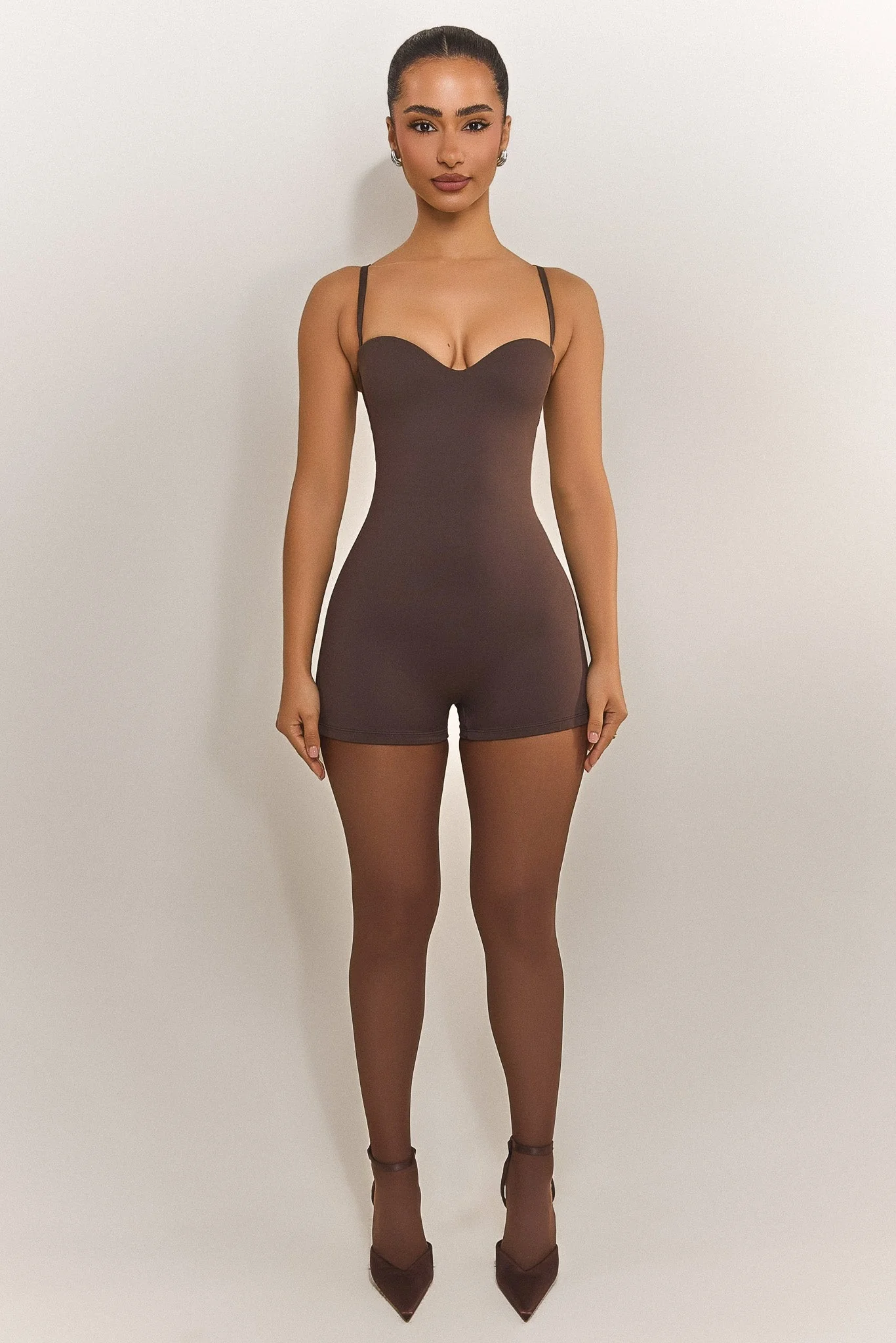 The Sculpt Playsuit in Brown