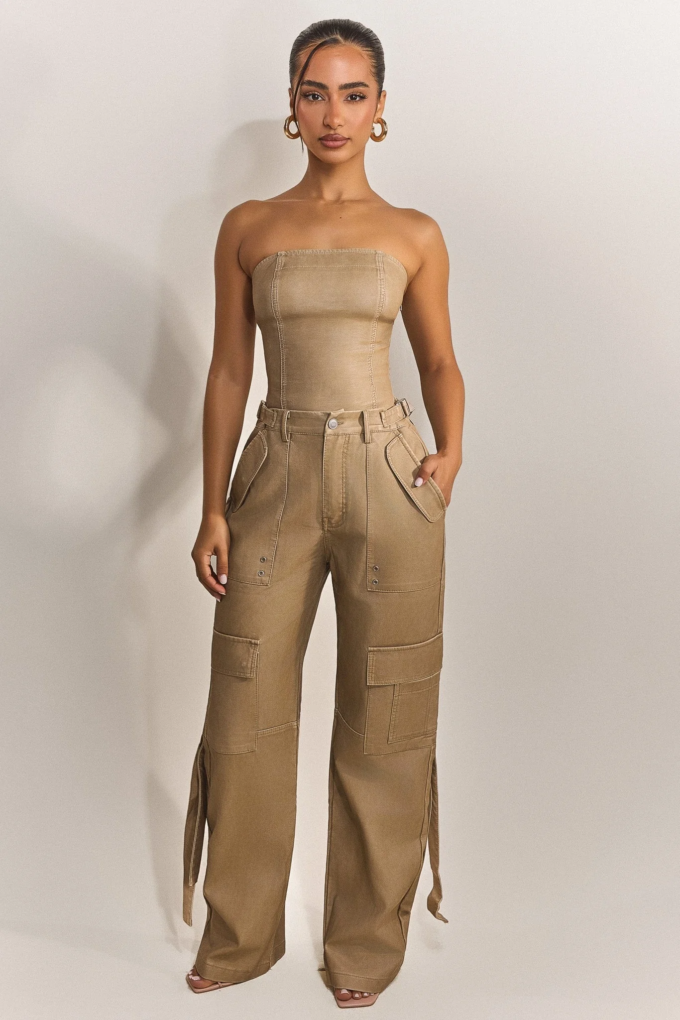 The Zeda Corset in Light Brown Wash