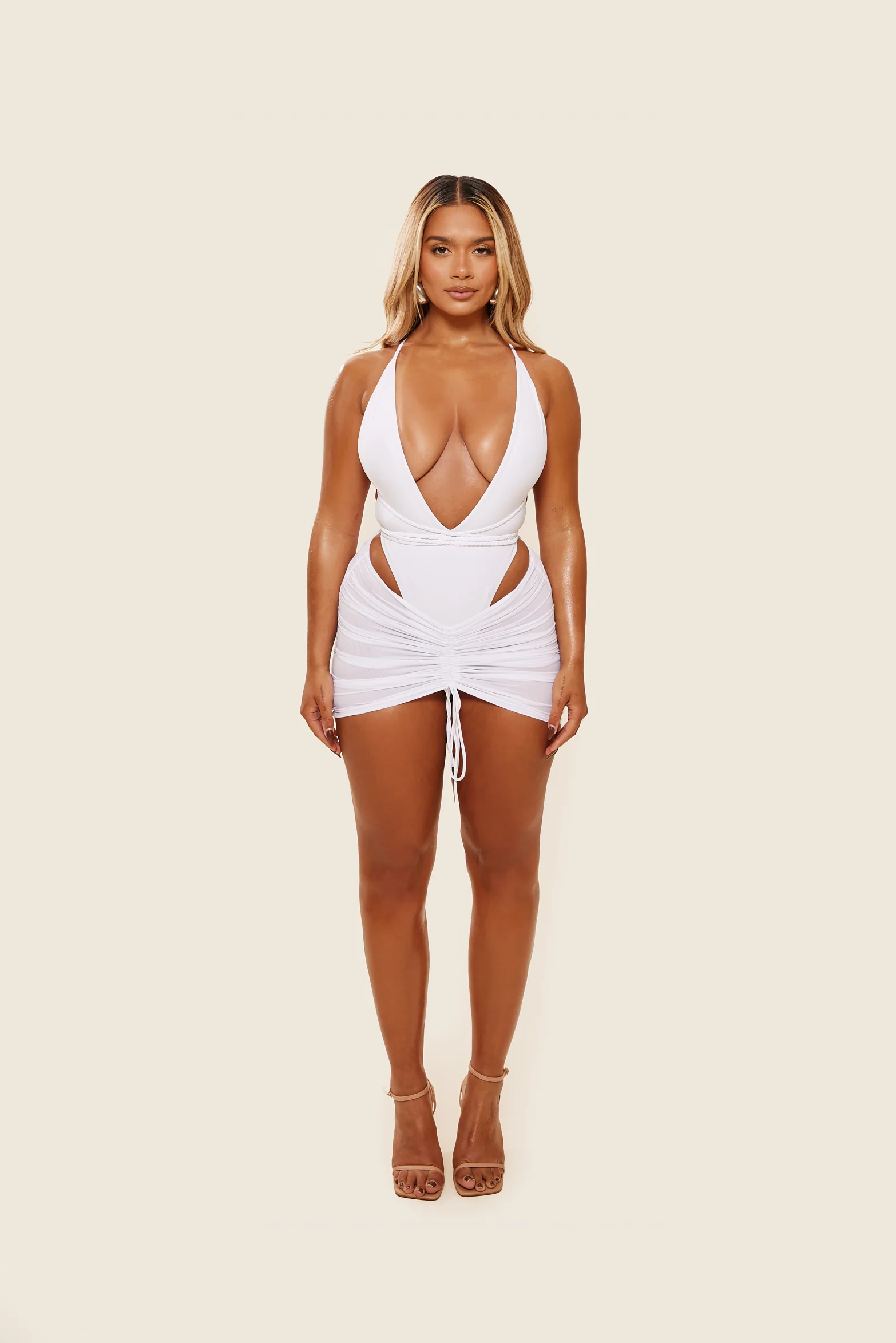 Mesh Cover Up Skirt in White
