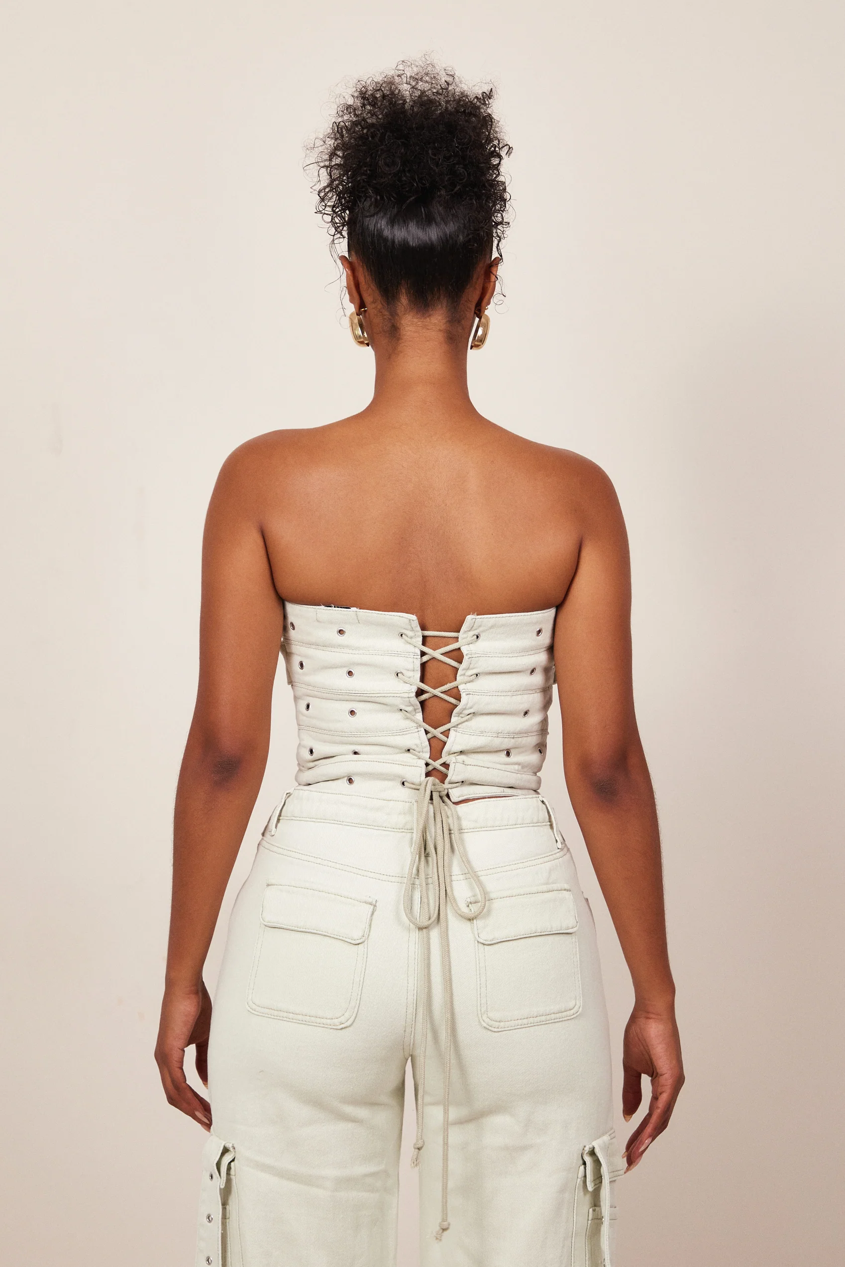 Belted Bandeau Top in Grey Wash