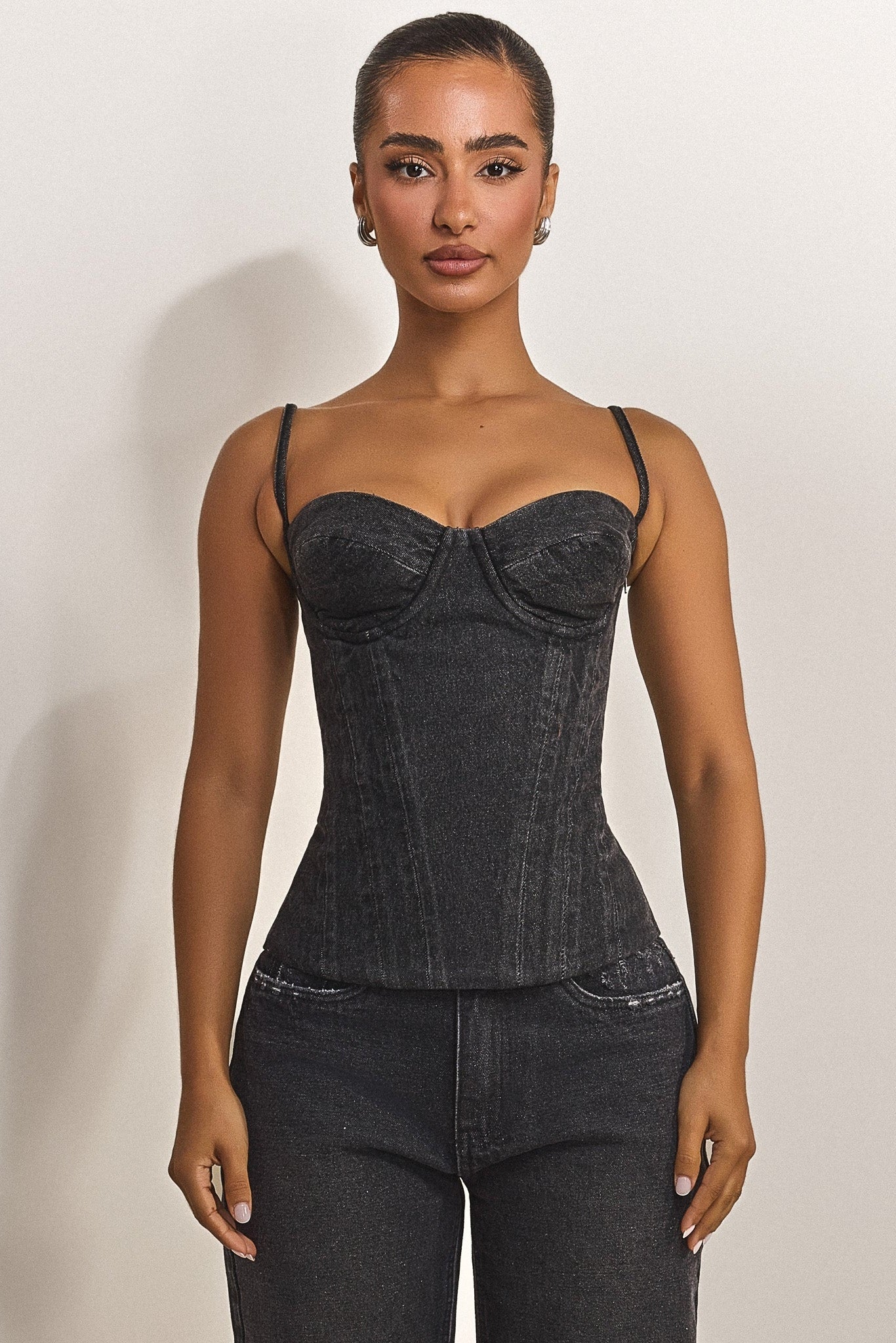 2628-the-everly-lace-up-corset-top-in-grey-denim-1.jpg The Everly Lace Up Corset Top in Grey Denim
