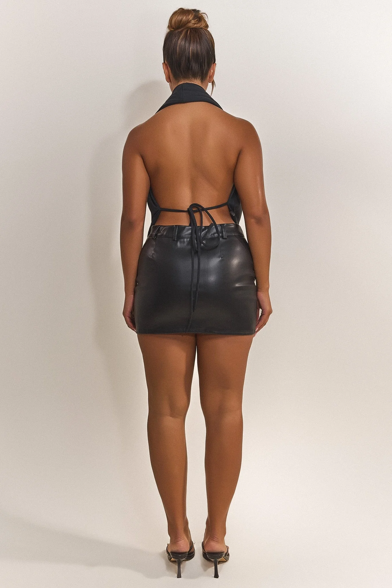 The Leather Double Zip Skirt in Black