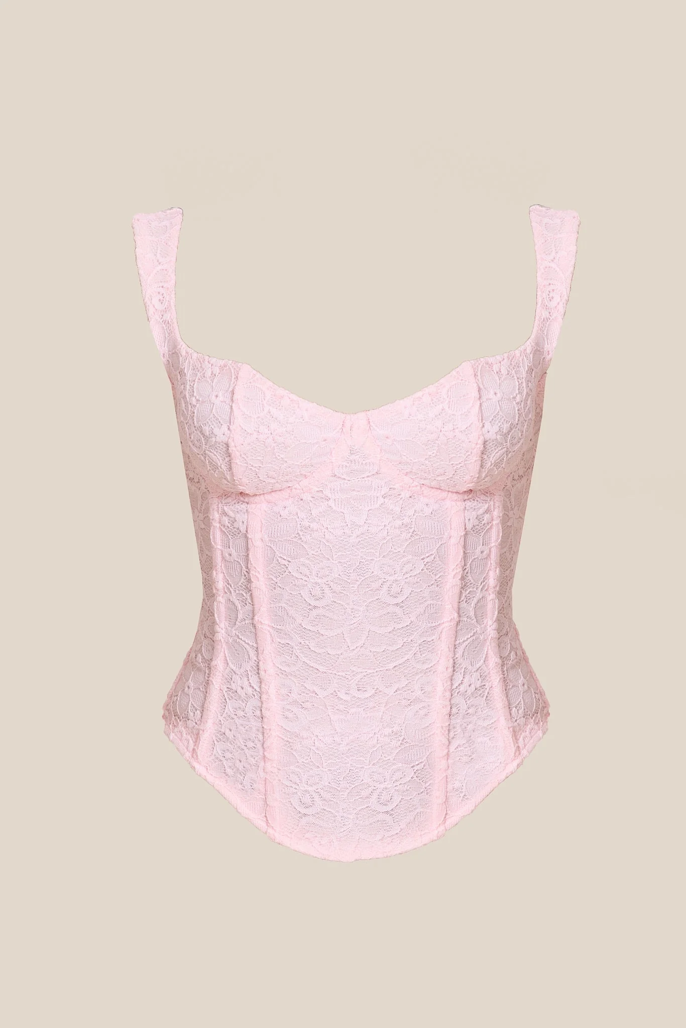The Cinched Lace Corset Maxi Set in Baby Pink