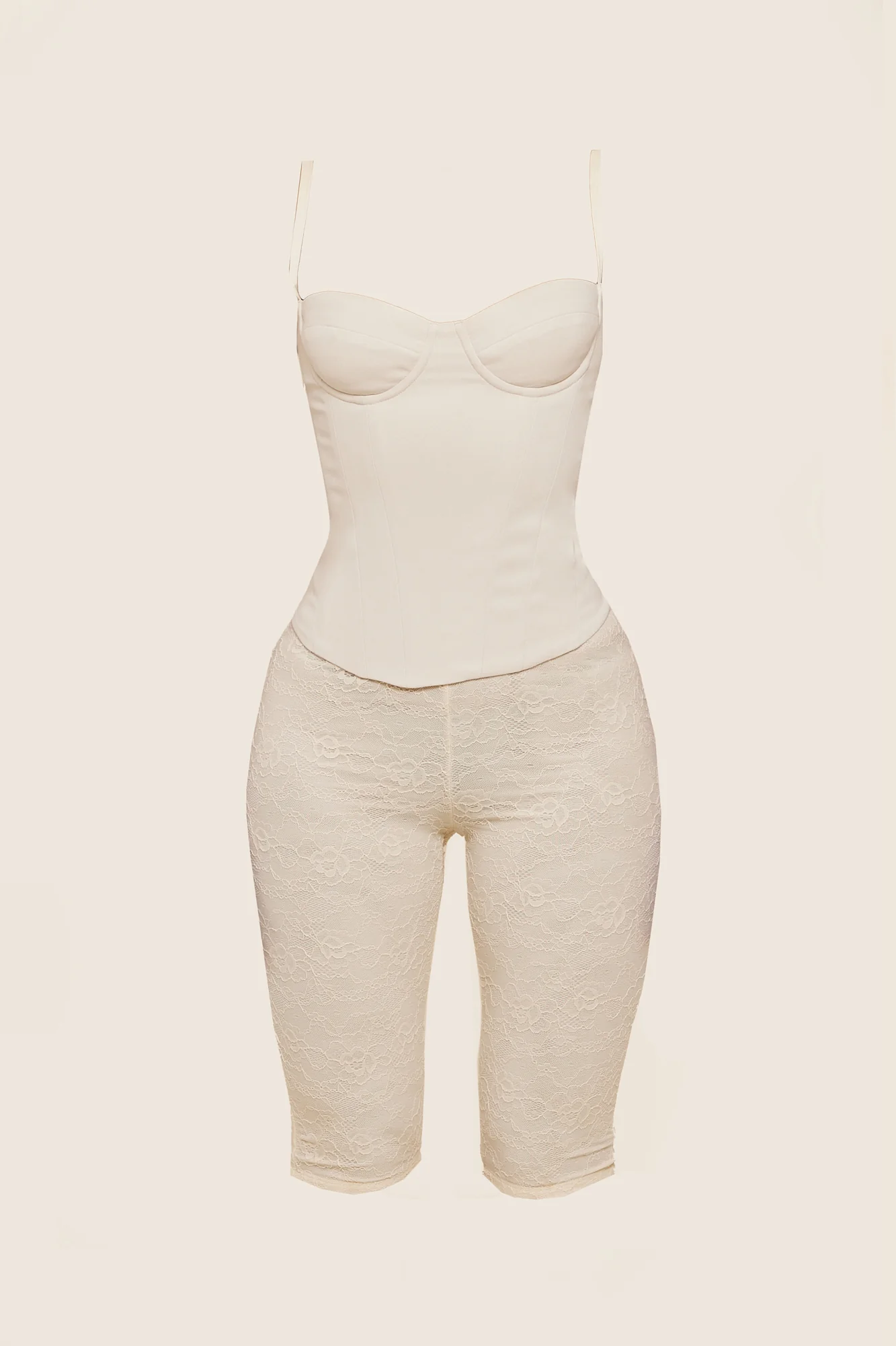 The Everly Lace Up Corset Top in Off White