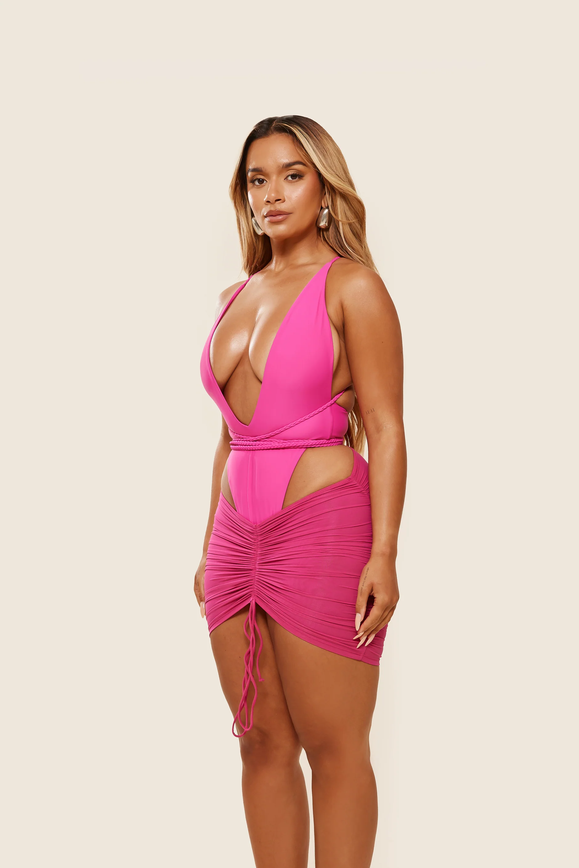 2928-mesh-ruched-coverup-skirt-in-fuchsia-4.webp Mesh Ruched Coverup Skirt in Fuchsia