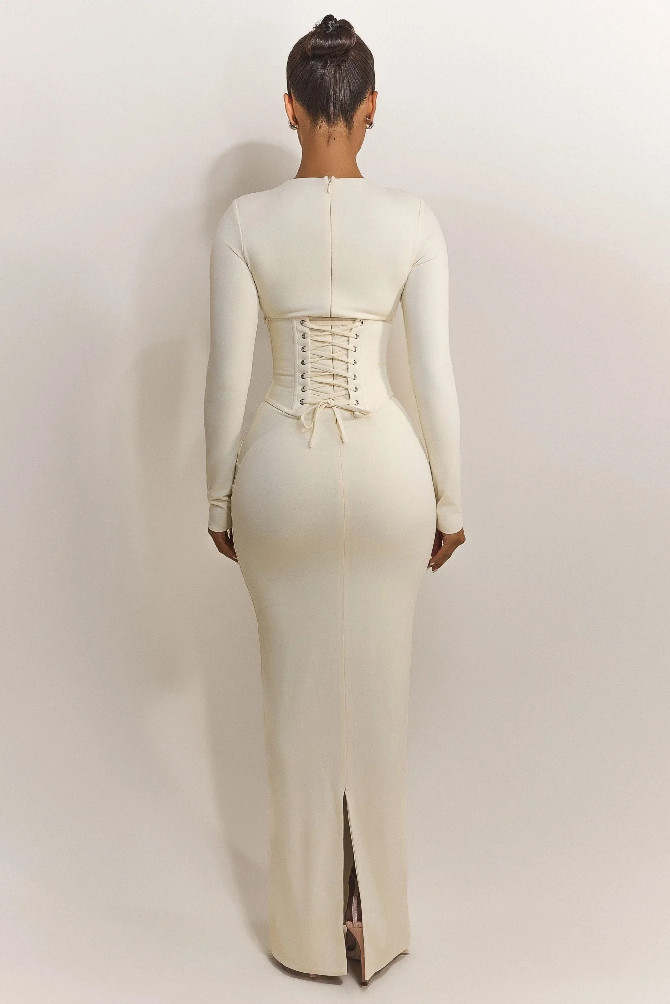The Long Sleeve Sandra Maxi in Off White