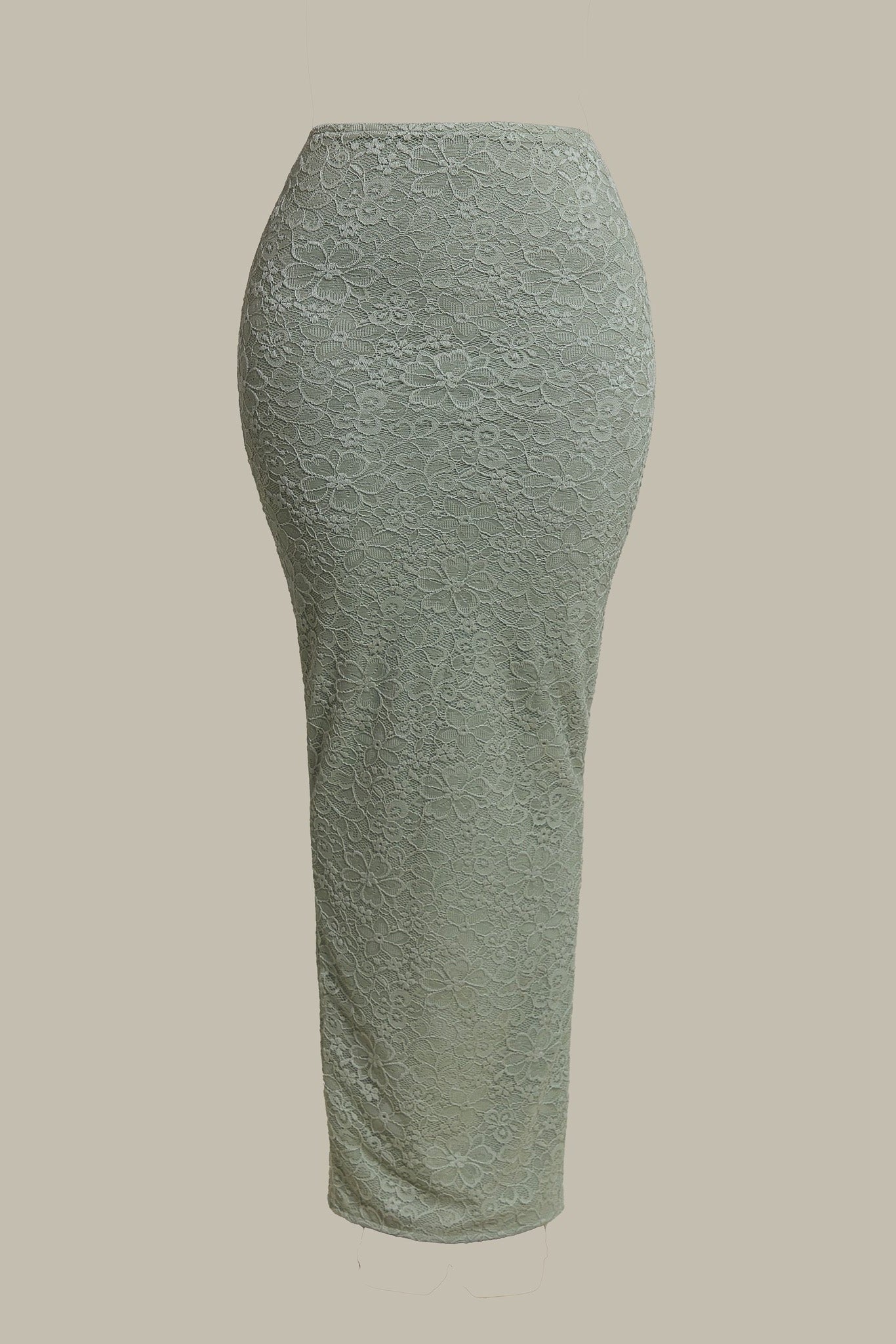 The Cinched Lace Corset Maxi Skirt Set in Sage Green
