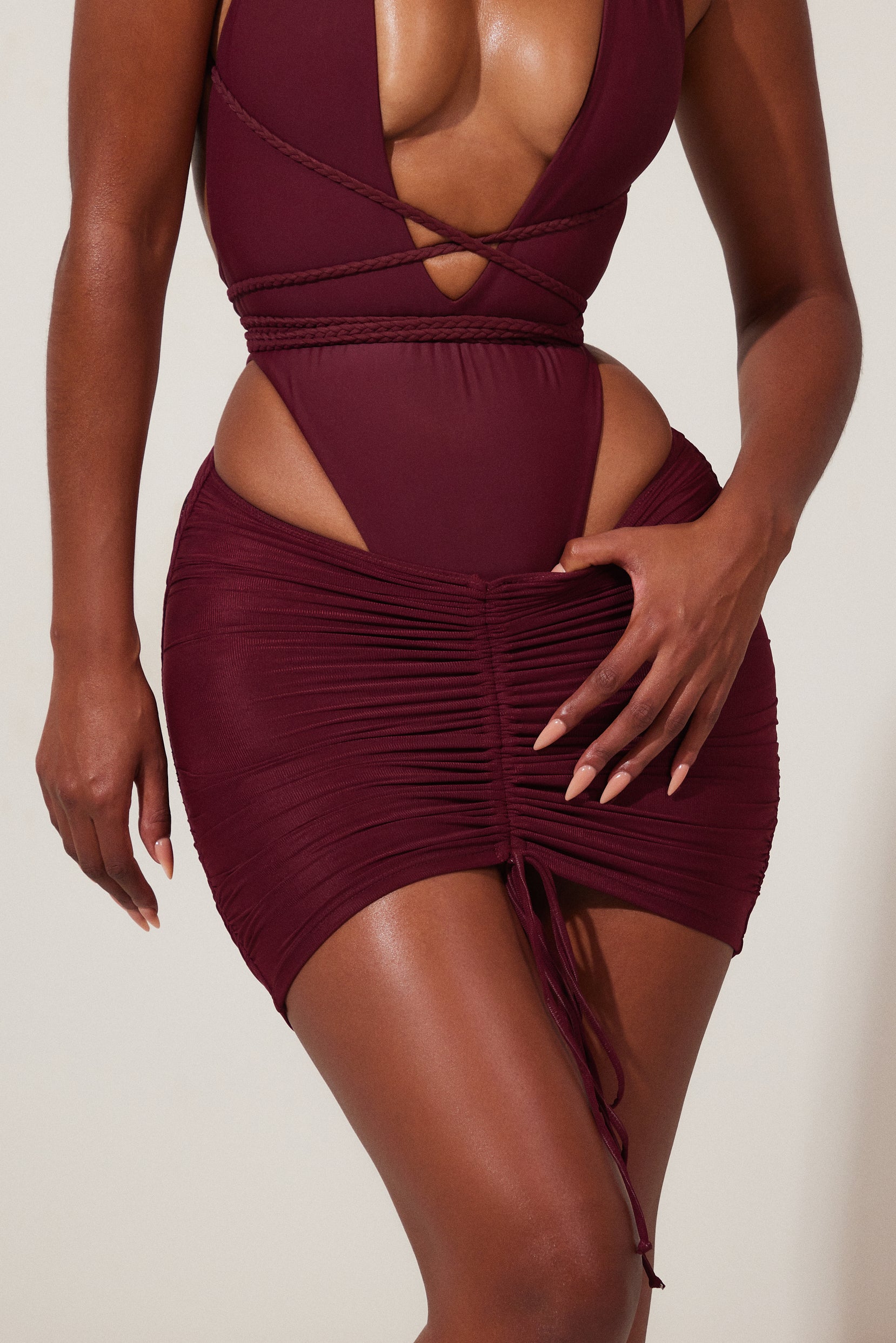 3265-mesh-ruched-coverup-skirt-in-wine-2.jpg Mesh Ruched Coverup Skirt in Wine
