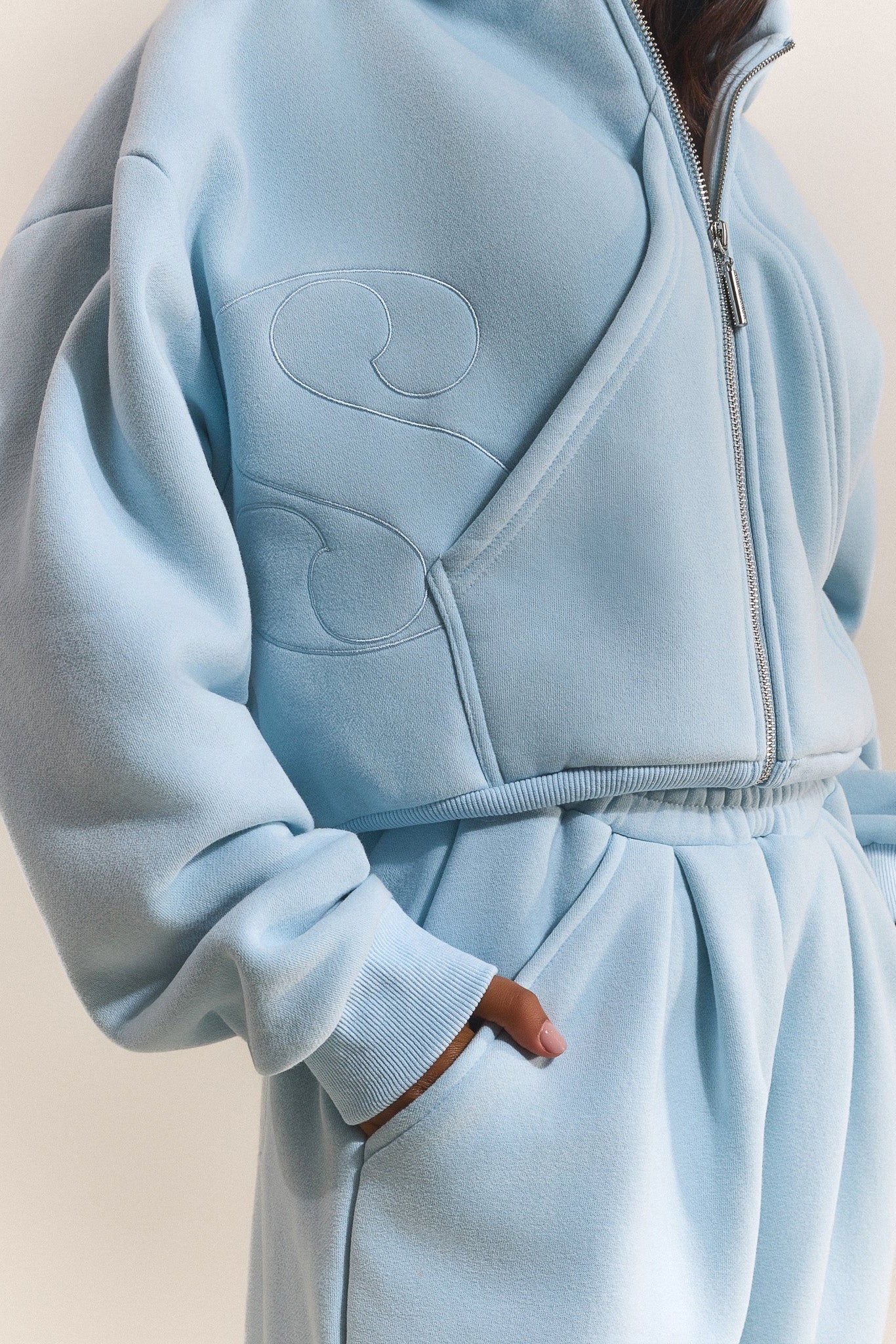 The Graphic Mars Wide Leg Joggers in Baby Blue