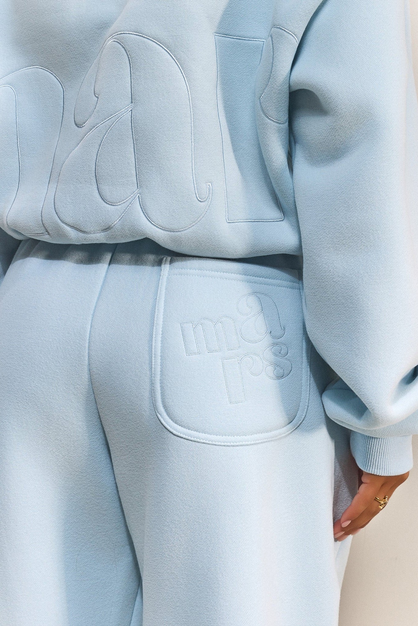 The Graphic Mars Wide Leg Joggers in Baby Blue