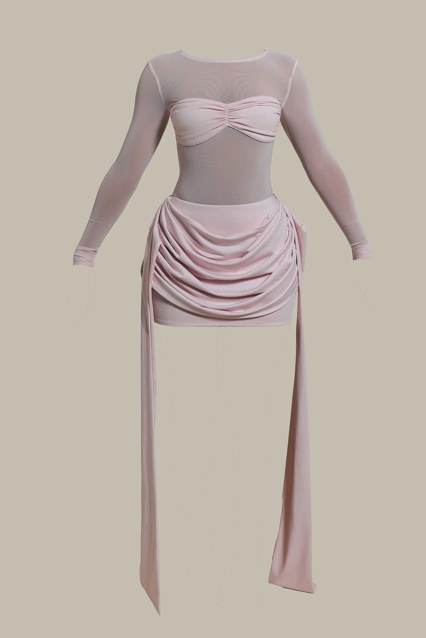 The Yara Draped Mini Skirt in Baby Pink