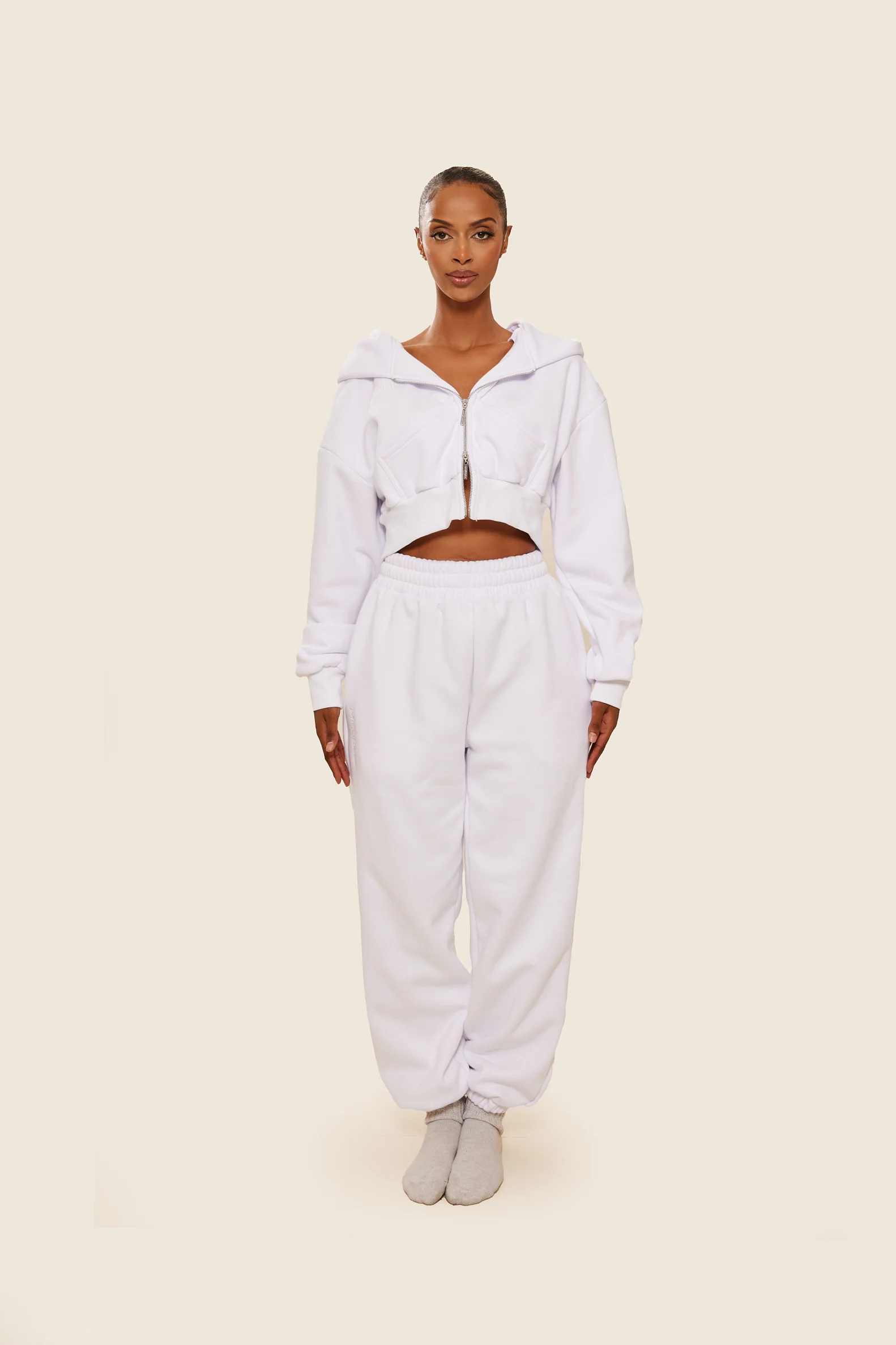 The Classics cropped zip hoodie in White