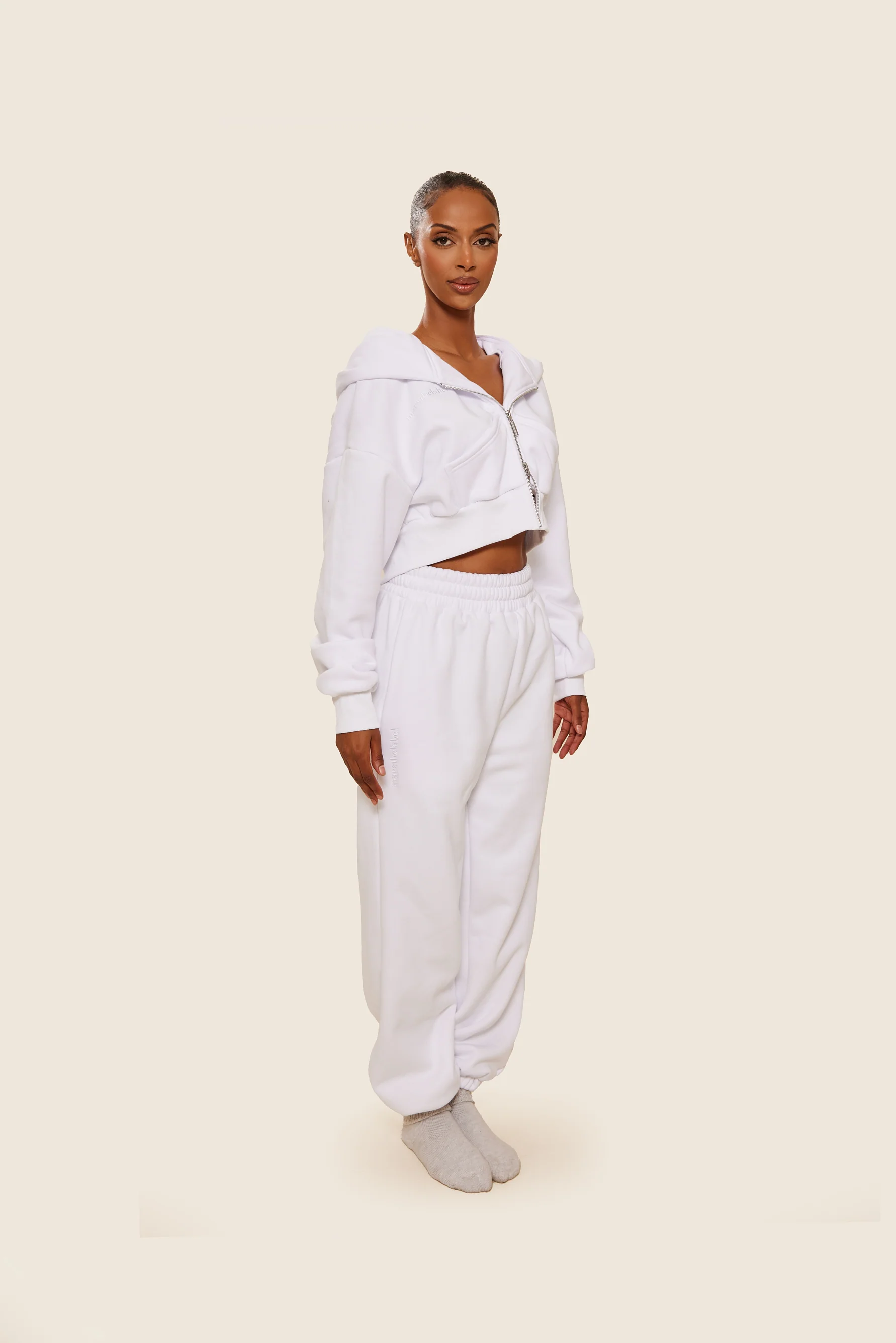 The Classics cropped zip hoodie in White