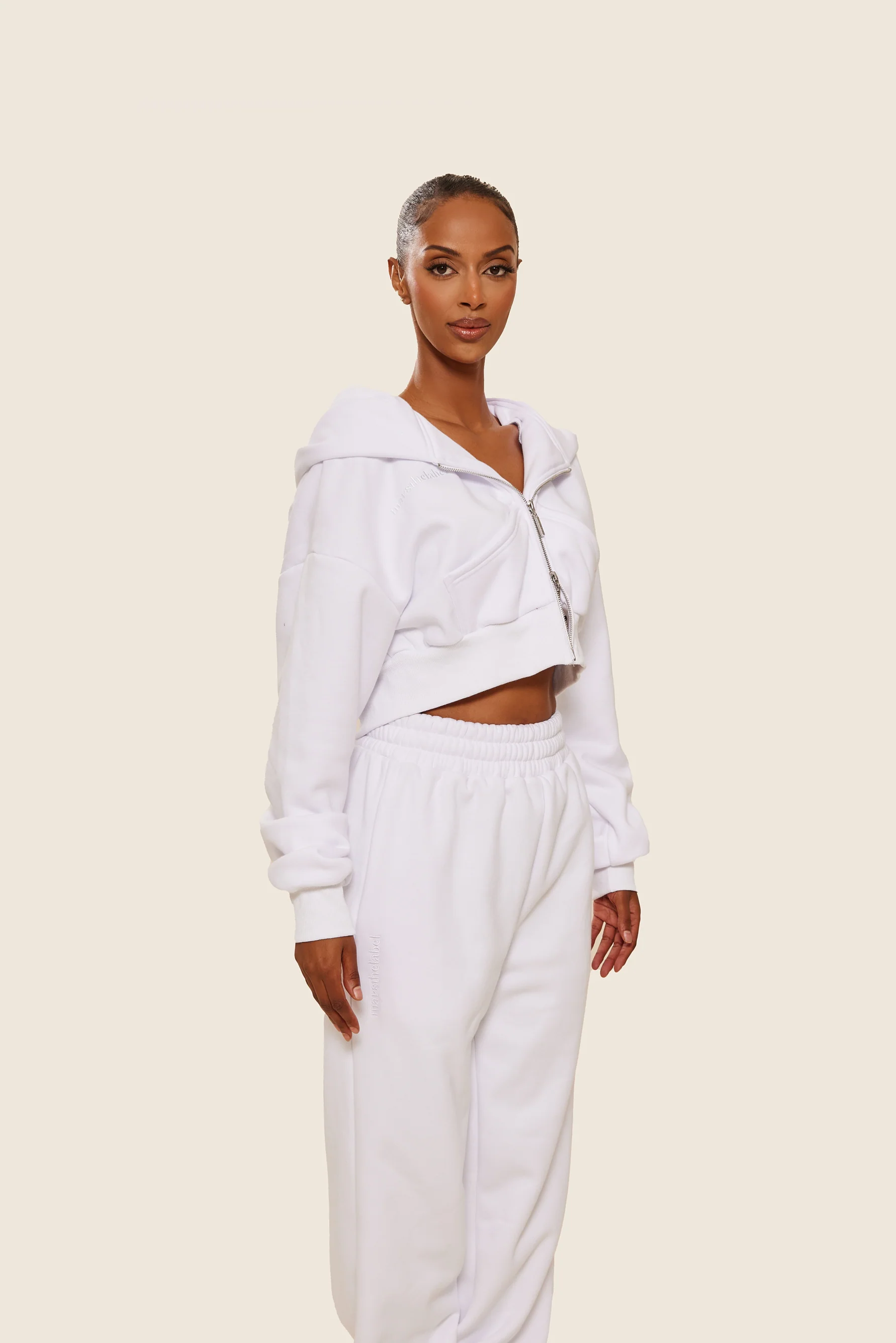 The Classics cropped zip hoodie in White