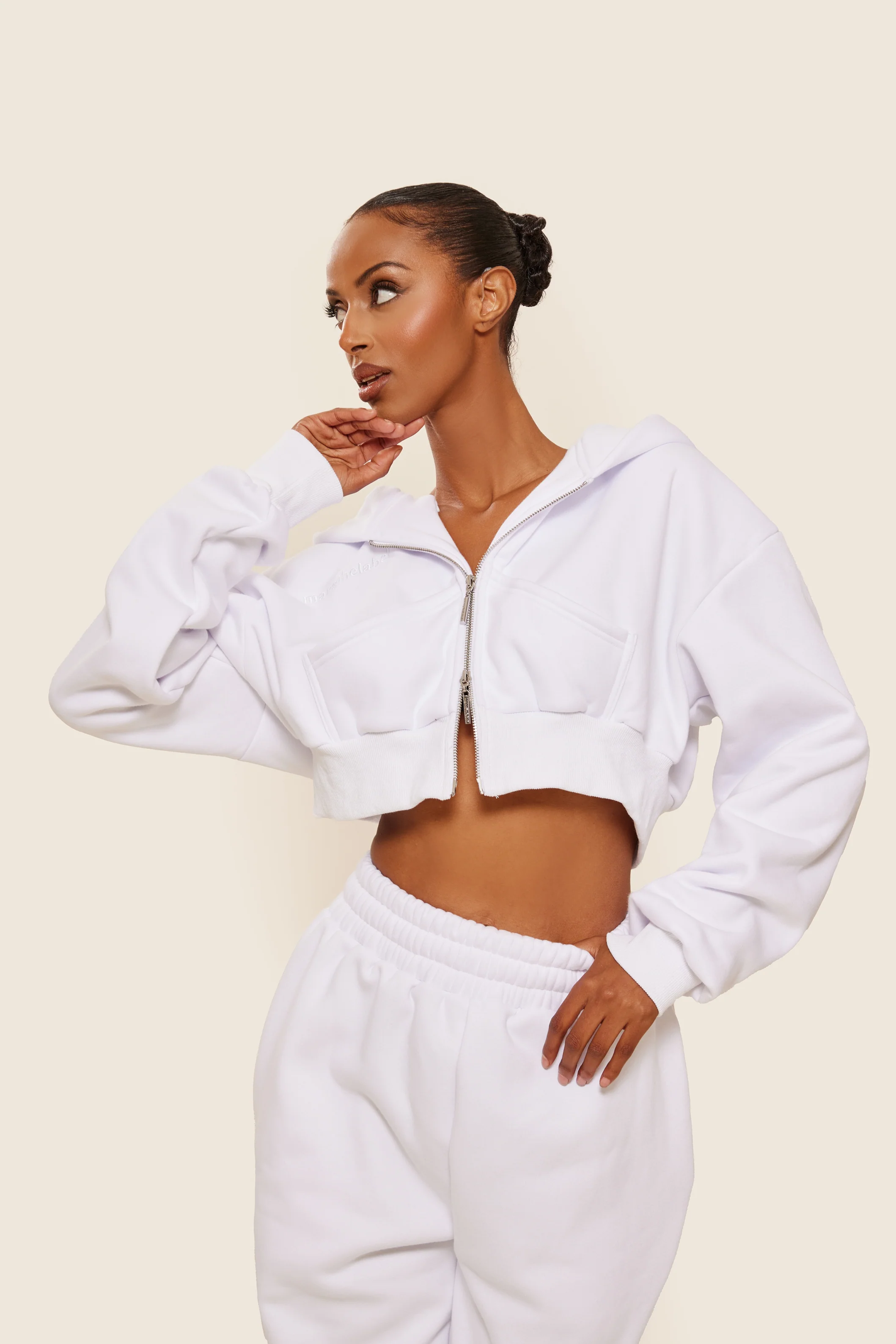 The Classics cropped zip hoodie in White