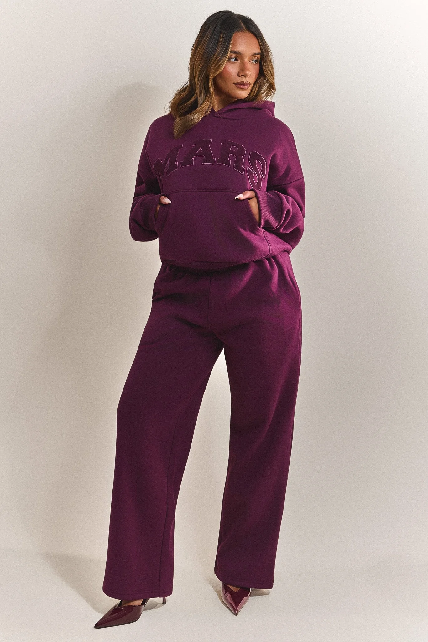 The Varsity Hoodie in Plum
