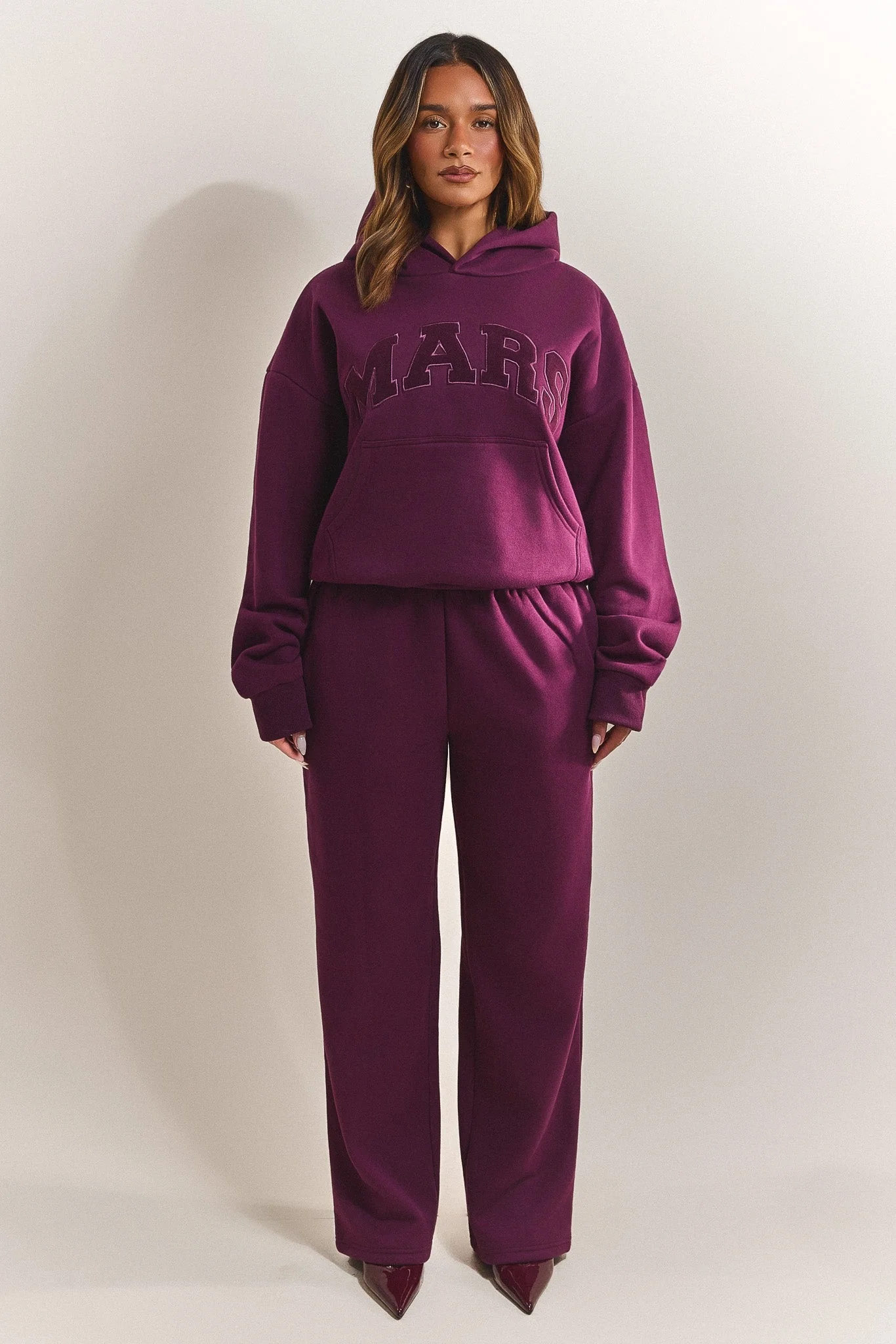 The Varsity Hoodie in Plum