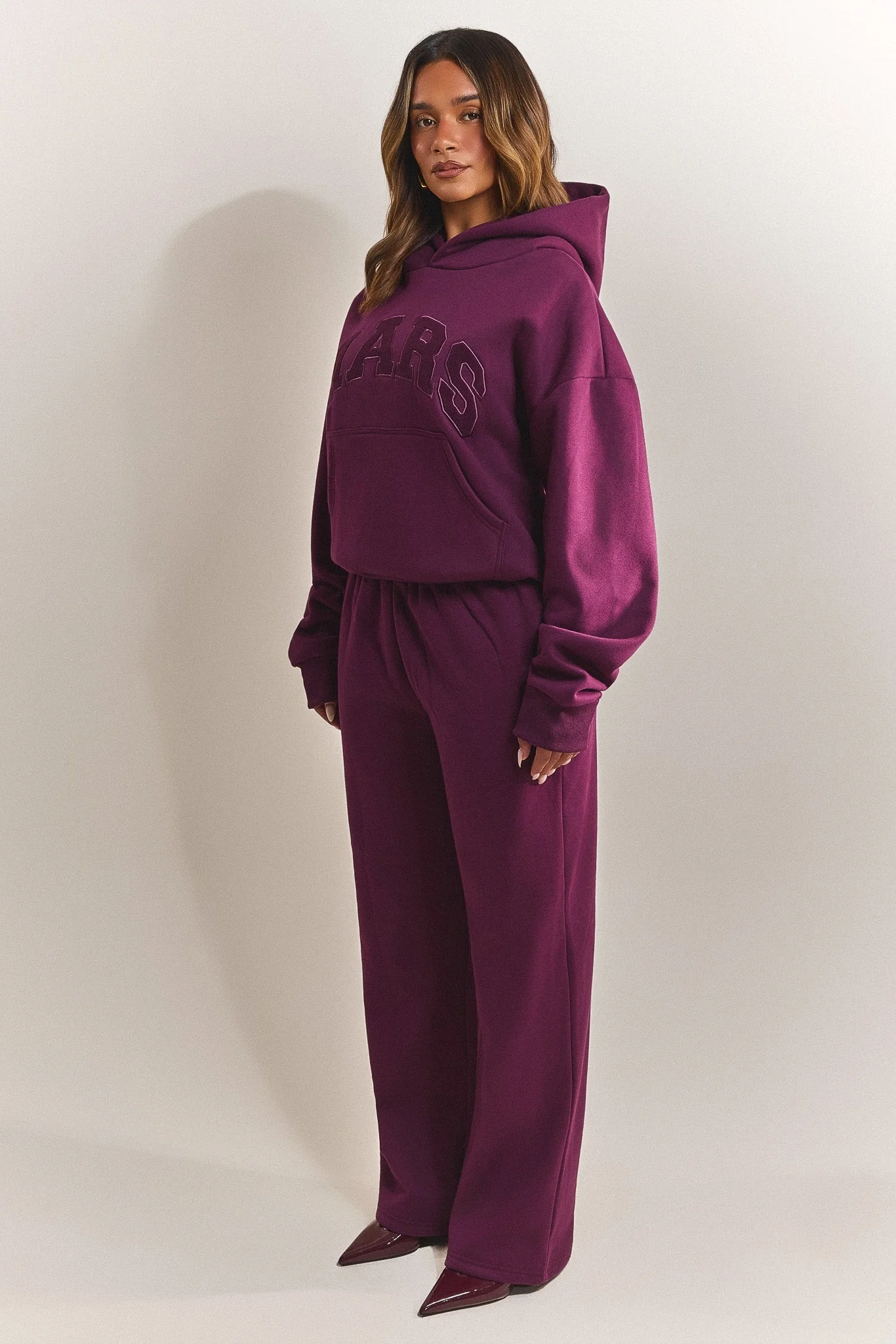 The Varsity Hoodie in Plum