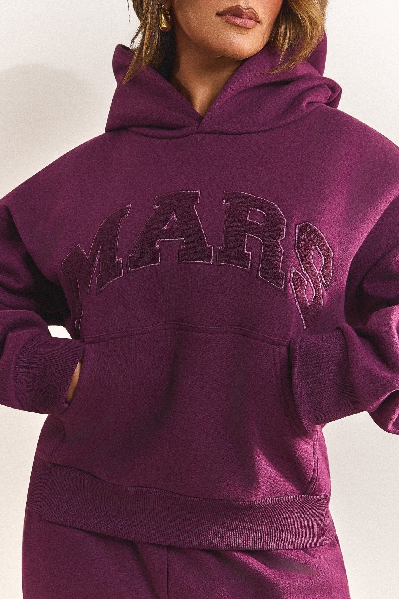 The Varsity Hoodie in Plum