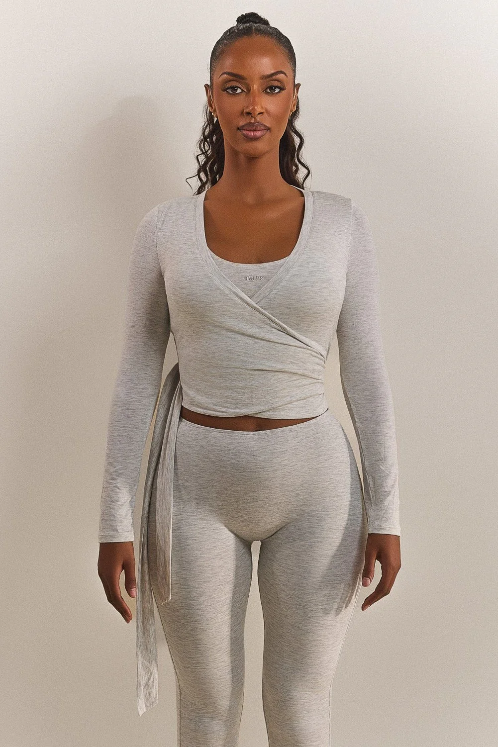The Wrap Top in Grey Marl