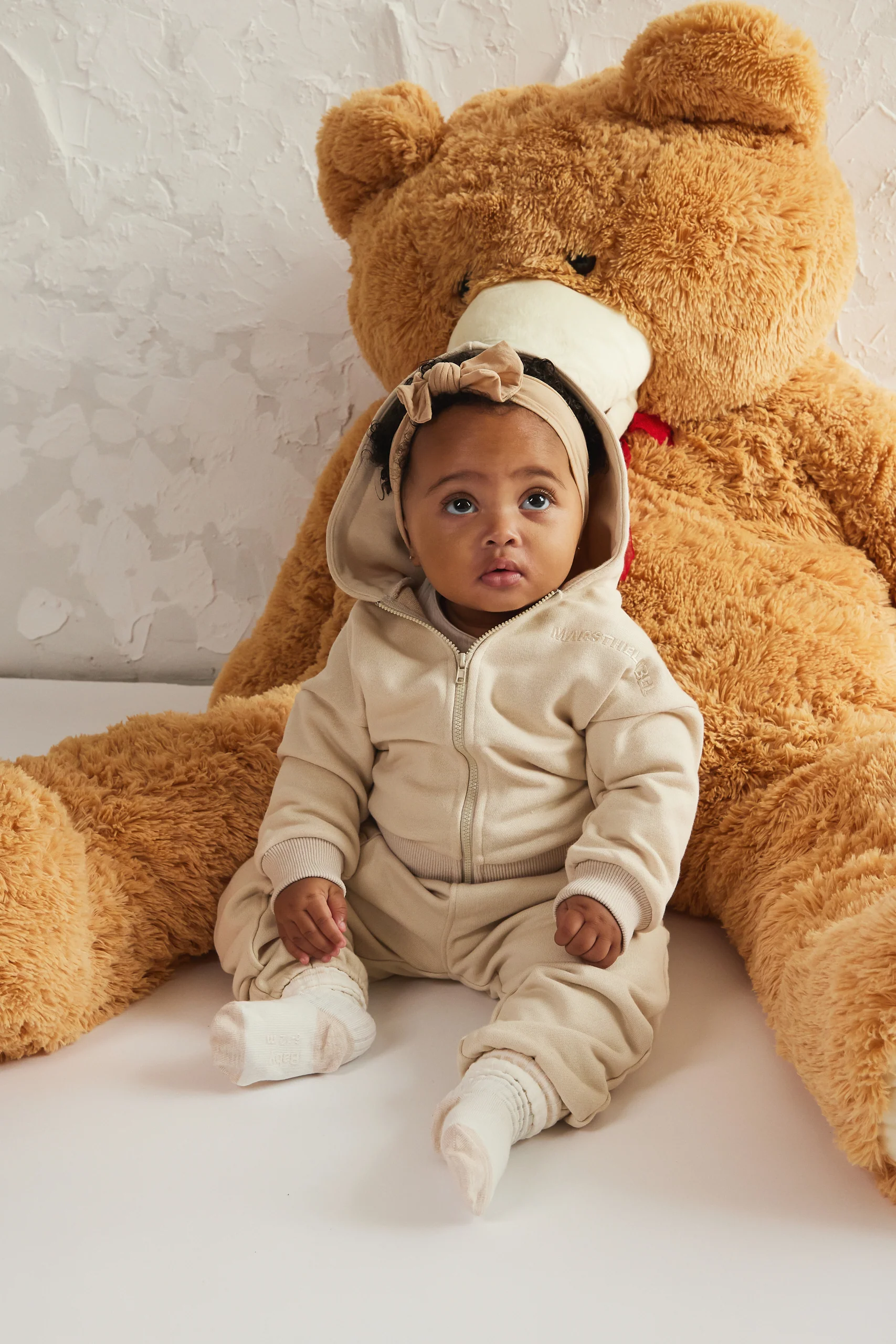 The Kids Essentials Zip Hoodie in Stone