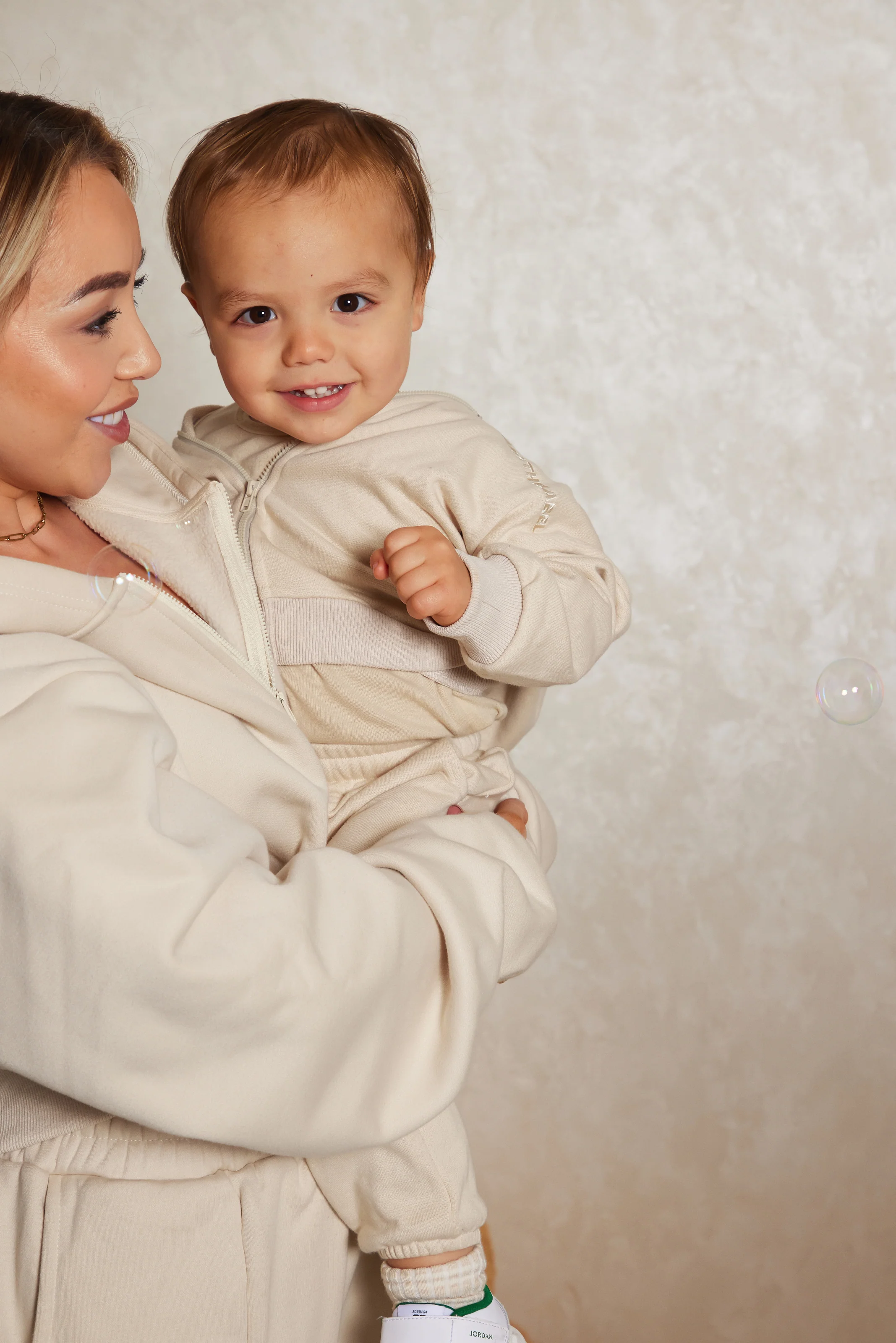 The Kids Essentials Zip Hoodie in Stone