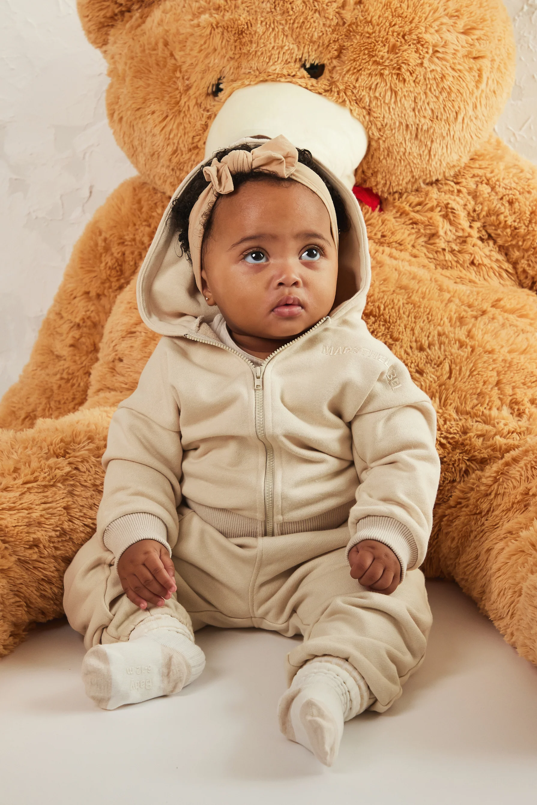 The Kids Essentials Zip Hoodie in Stone