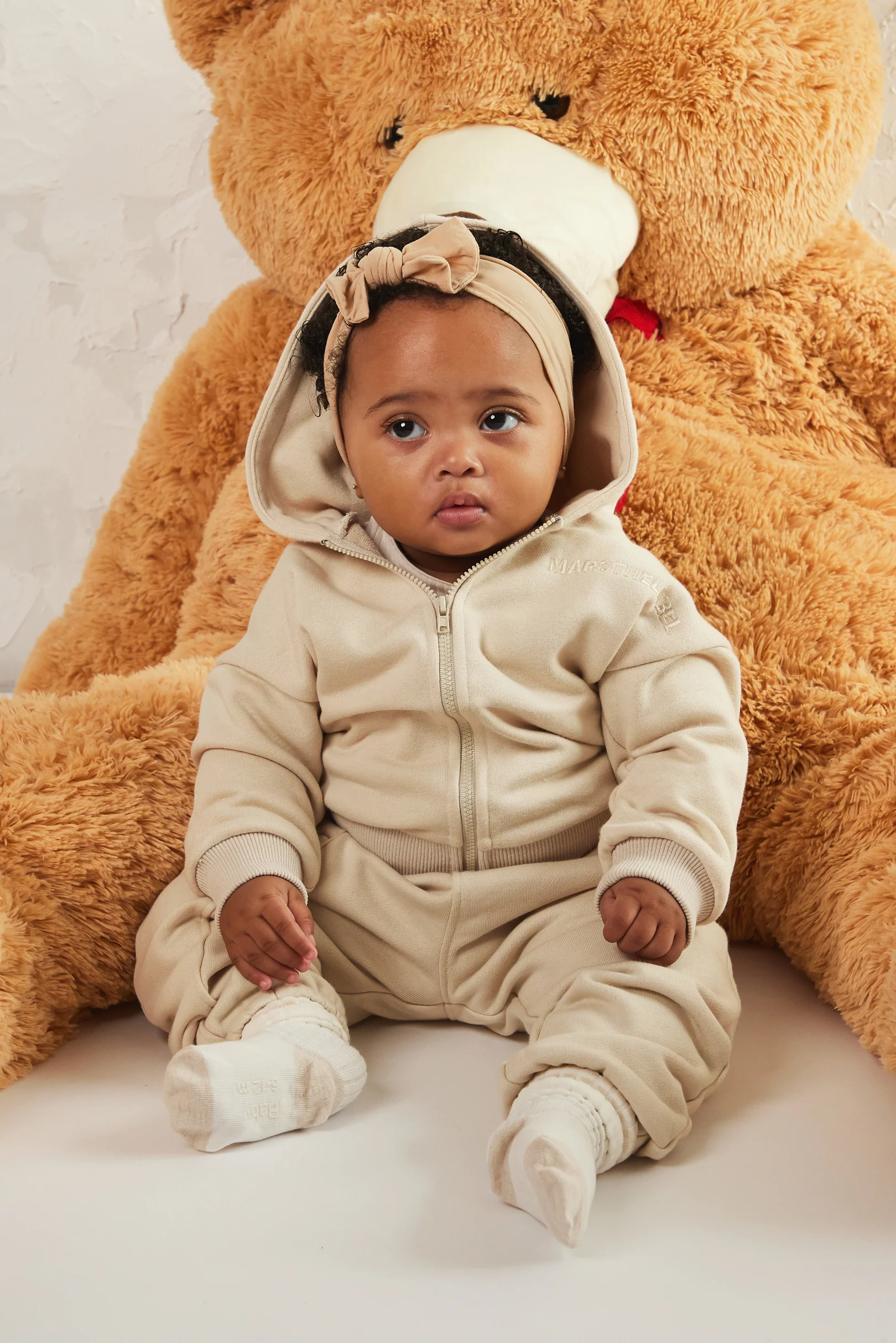 The Kids Essentials Zip Hoodie in Stone