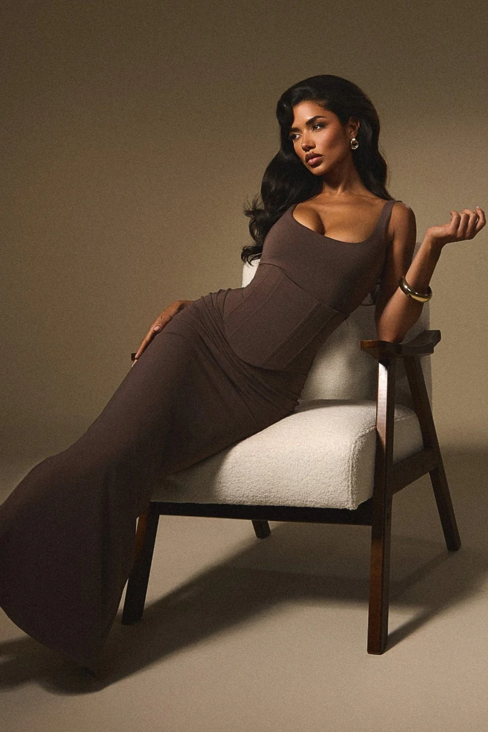 The Sandra Scoop Maxi in Brown