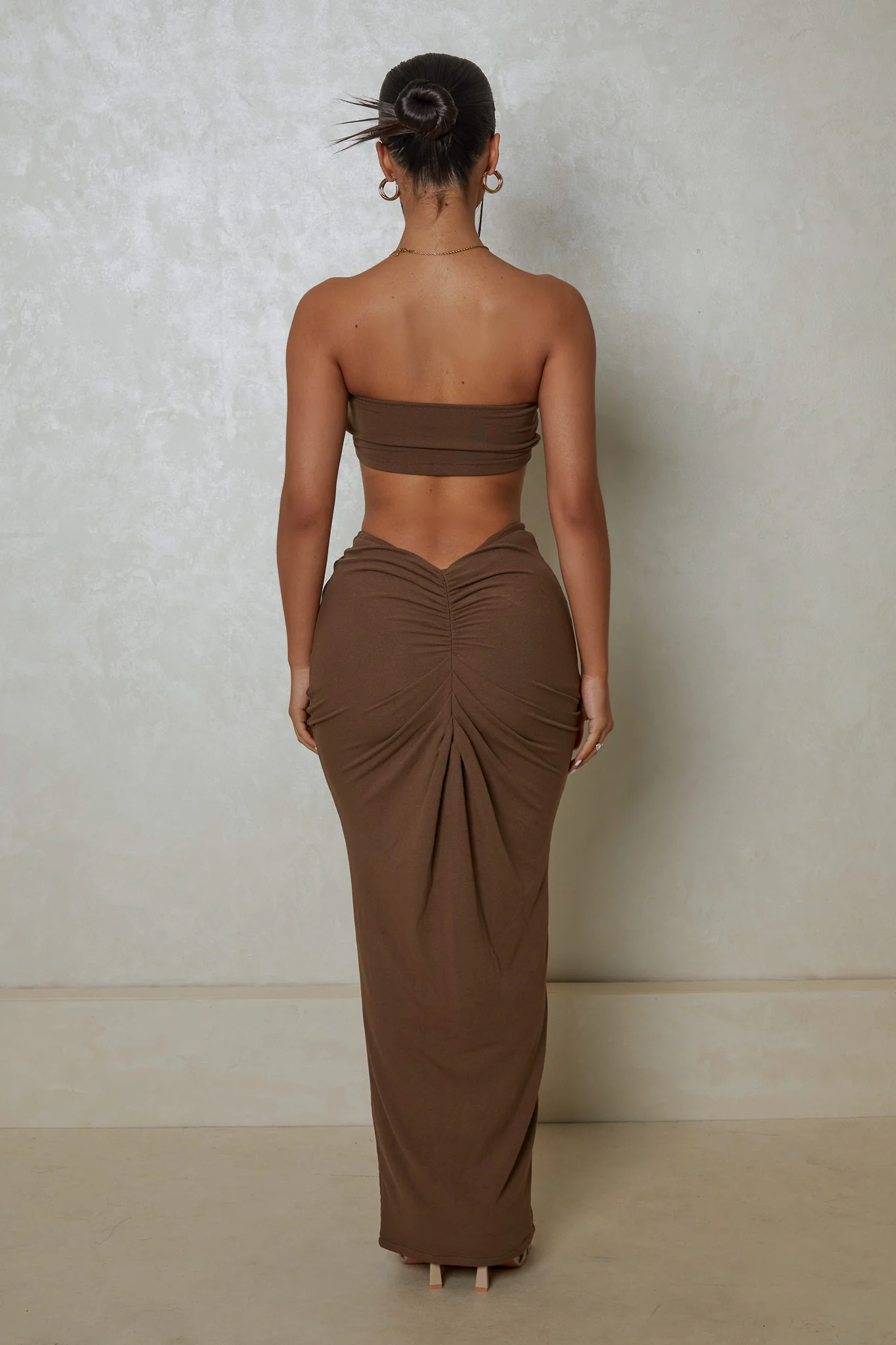 The Knot Bandeau Maxi Set in Brown