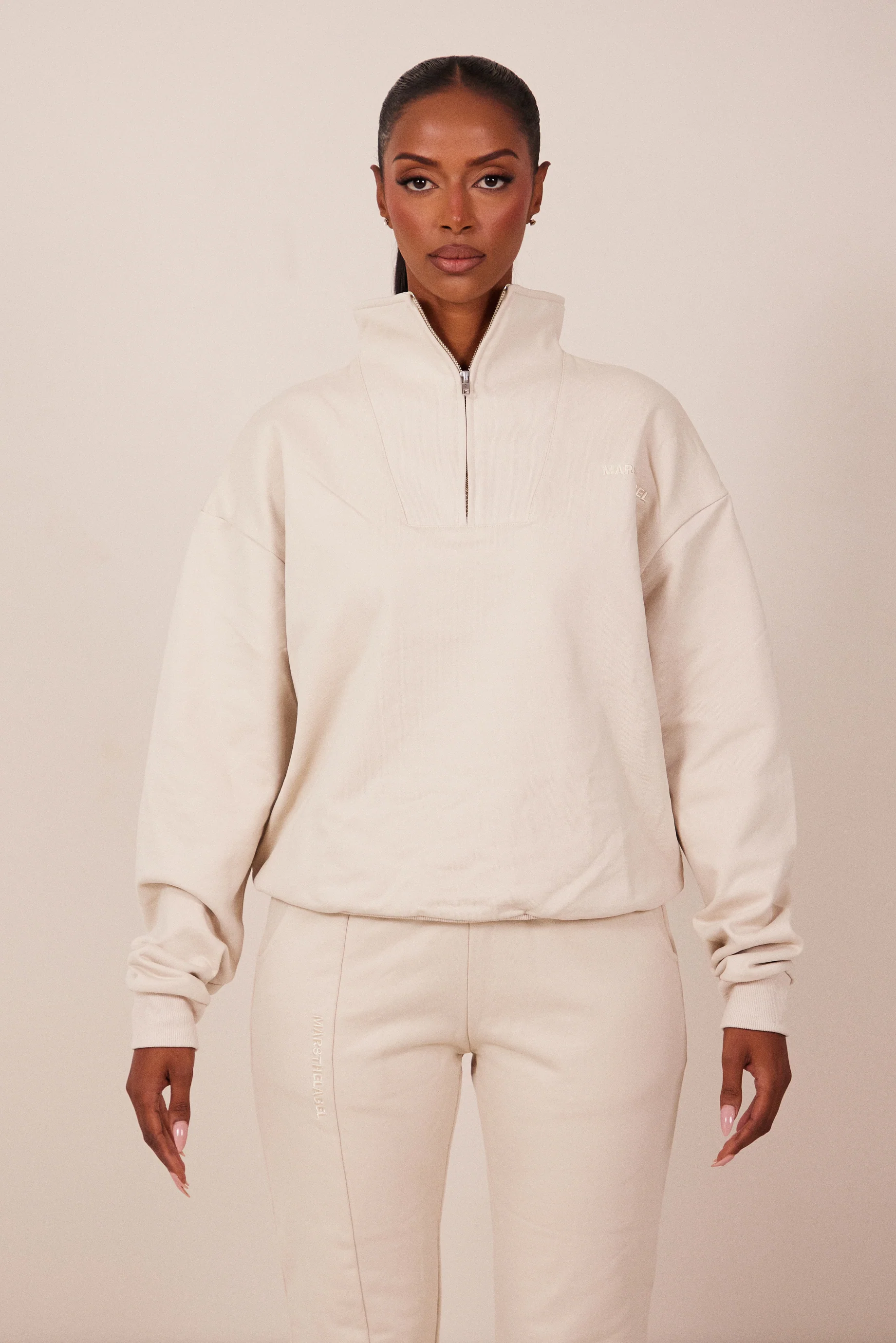 The Essentials Quarter Zip in Stone