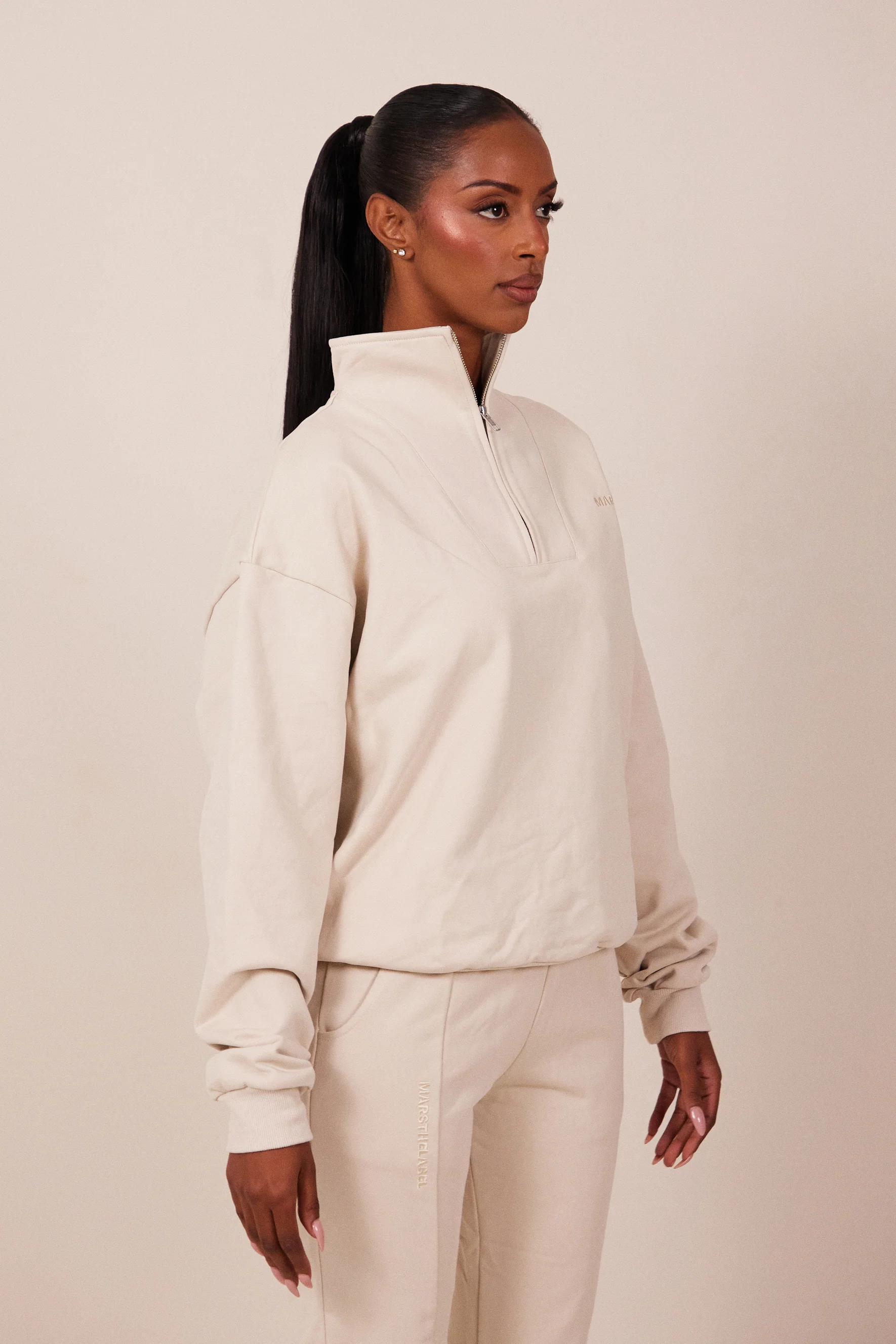 The Essentials Quarter Zip in Stone